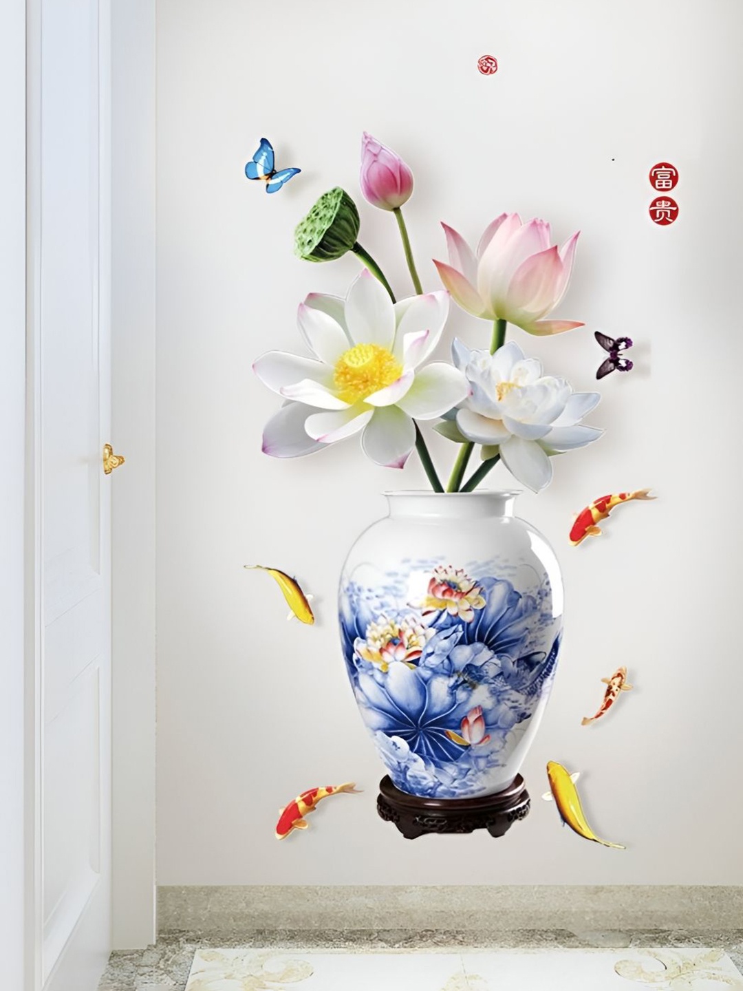 

Jaamso Royals Blue & White Printed Self Adhesive Wall Sticker