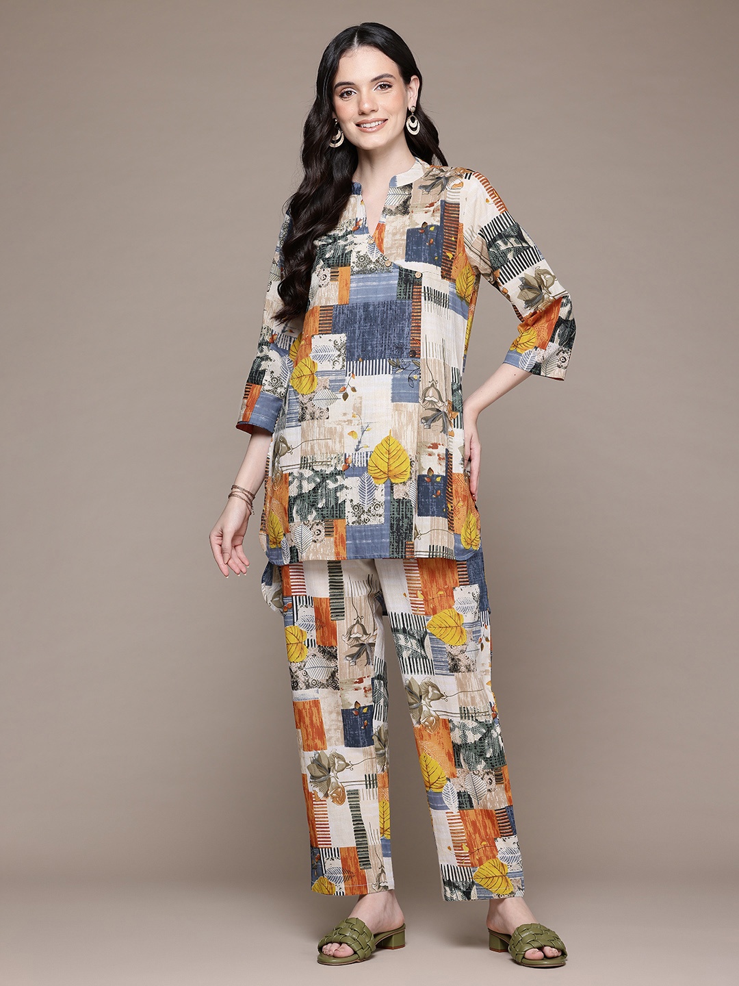 

Readiprint Printed Pure Cotton Tunic With Trousers, Multi