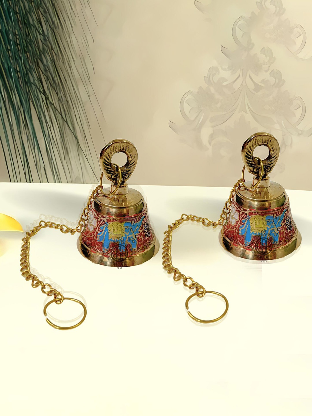 

DSH Crafting Your Curiosity Gold Toned 2 Pieces Textured Pooja Hanging Bells