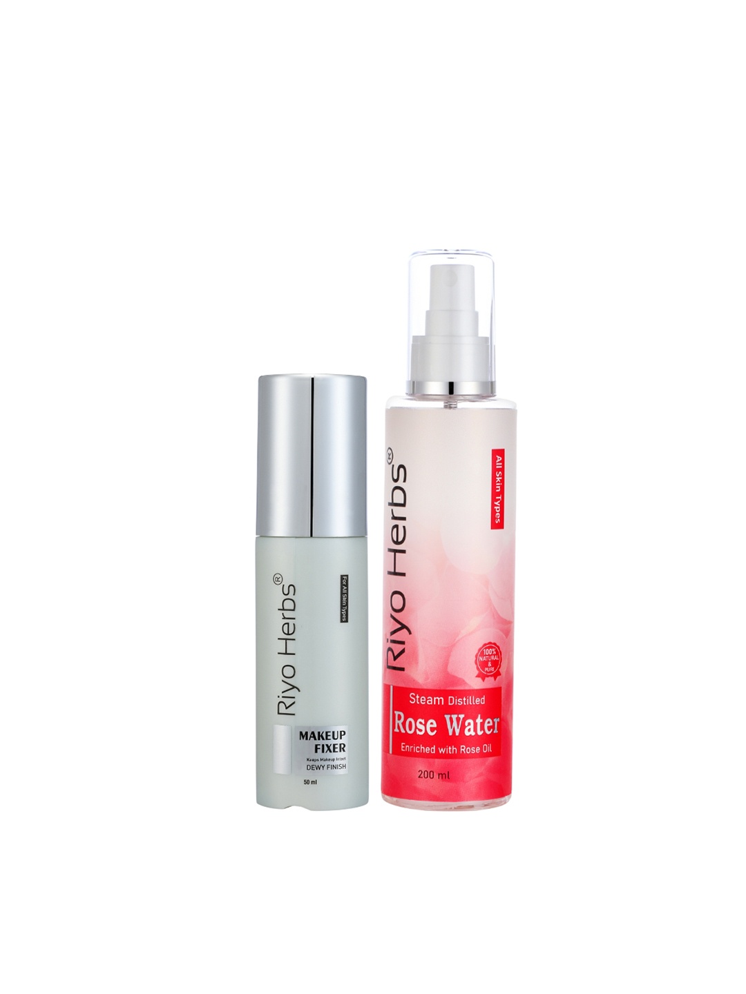 

Riyo Herbs Dewy Makeup Fixer-50ml & Rose Water Toner-200ml, Transparent