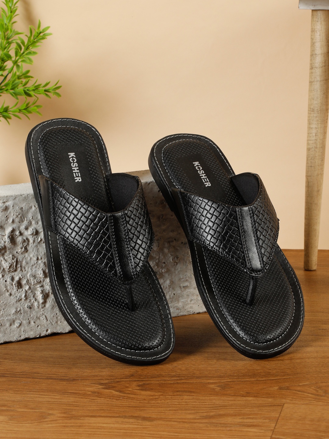 

Kosher Men Comfort Sandals, Black