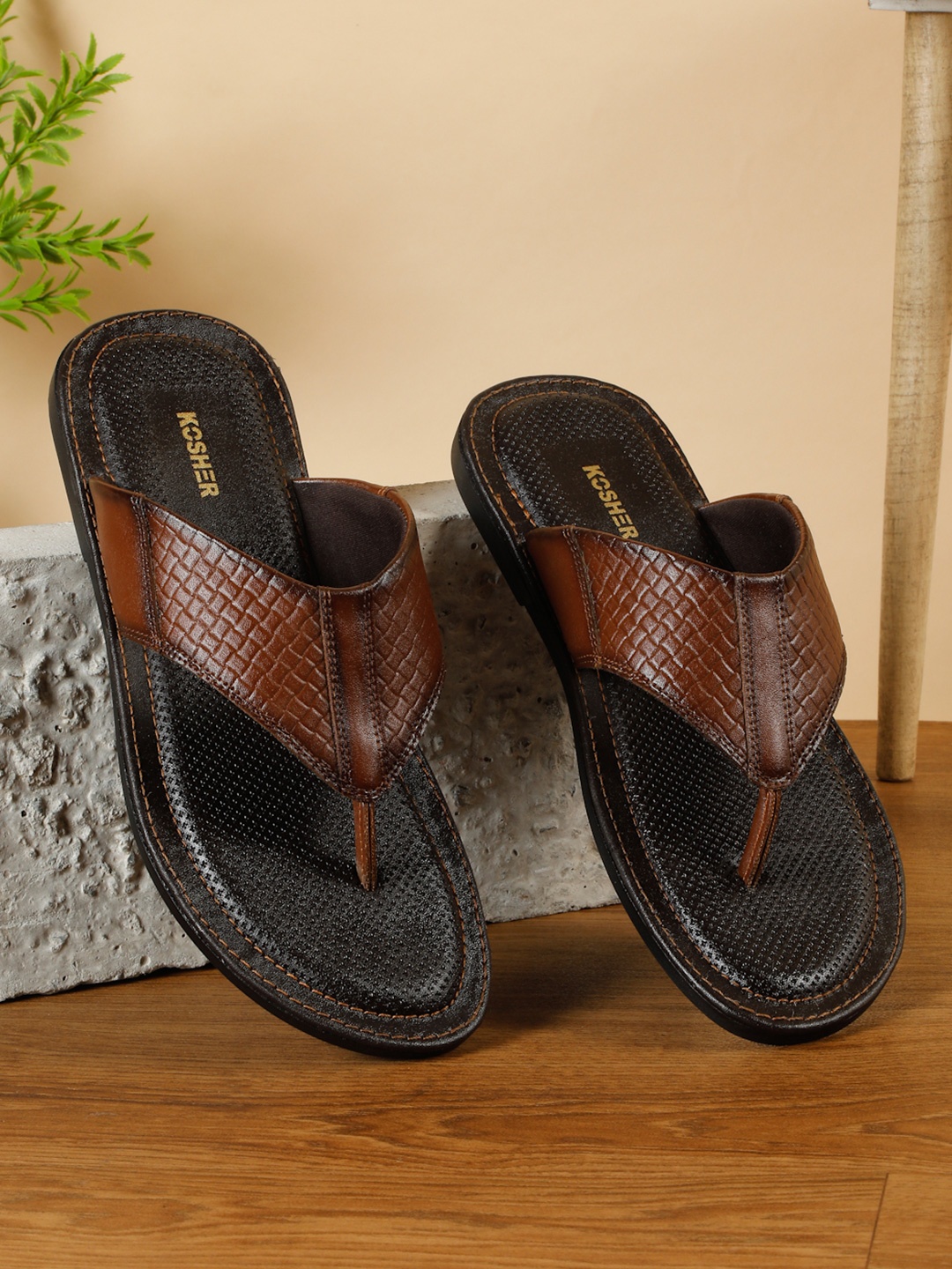 

Kosher Men Comfort Sandals, Tan