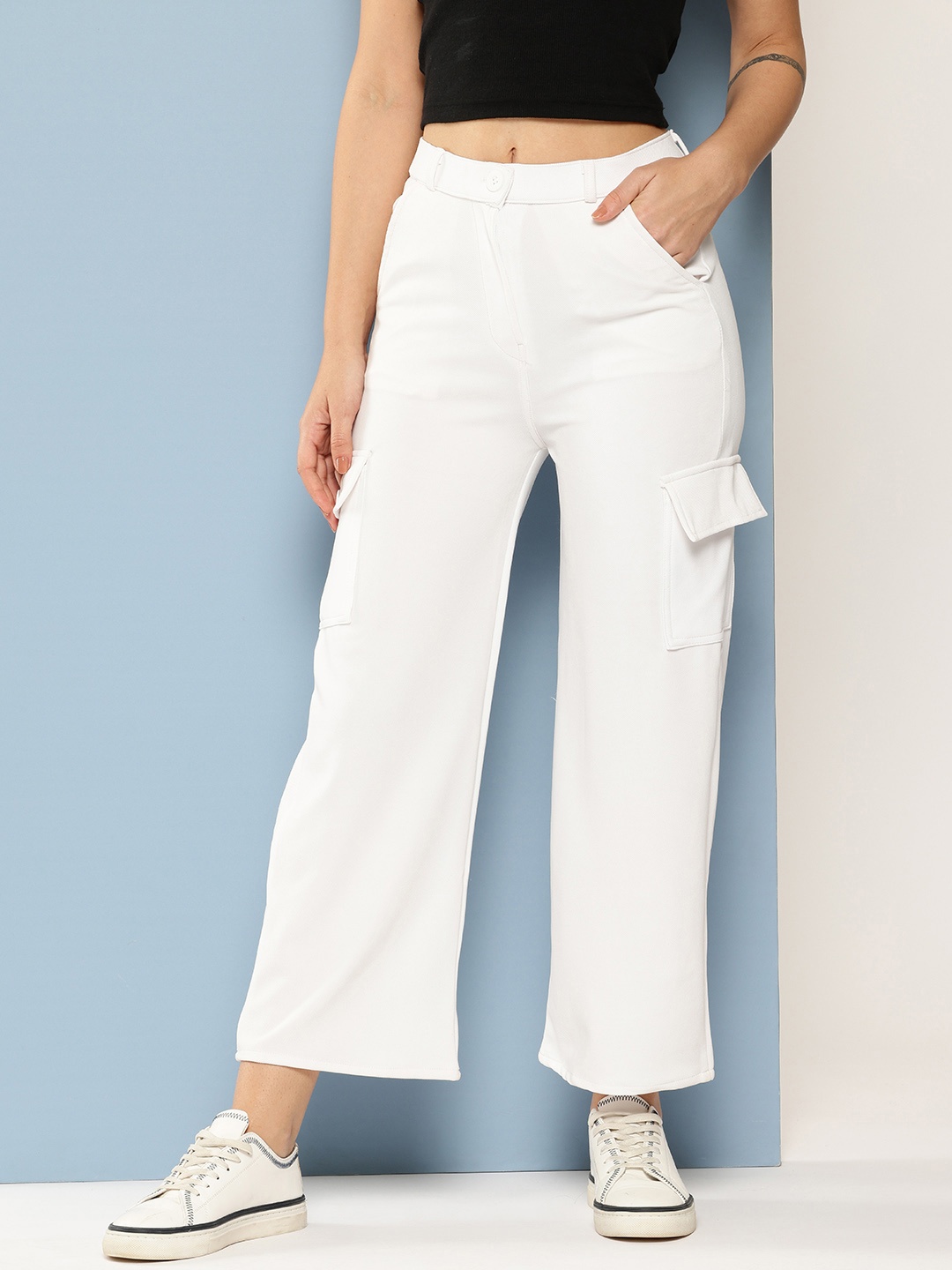

Aarika Smart Flared Cargos, White