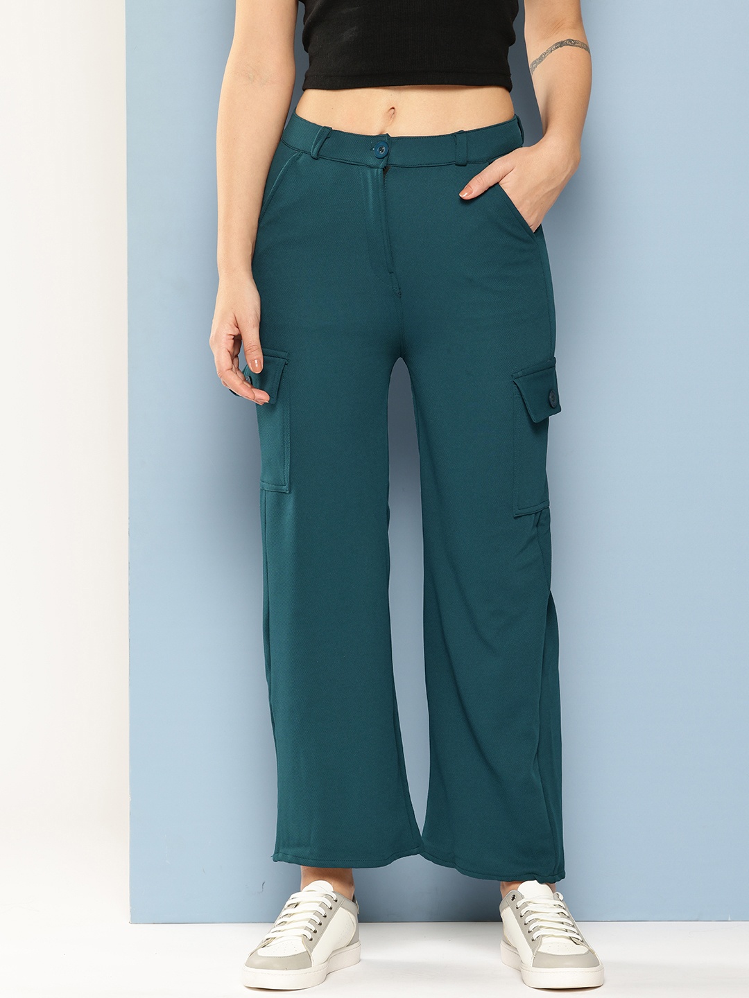 

Aarika Smart Flared Cargos, Teal