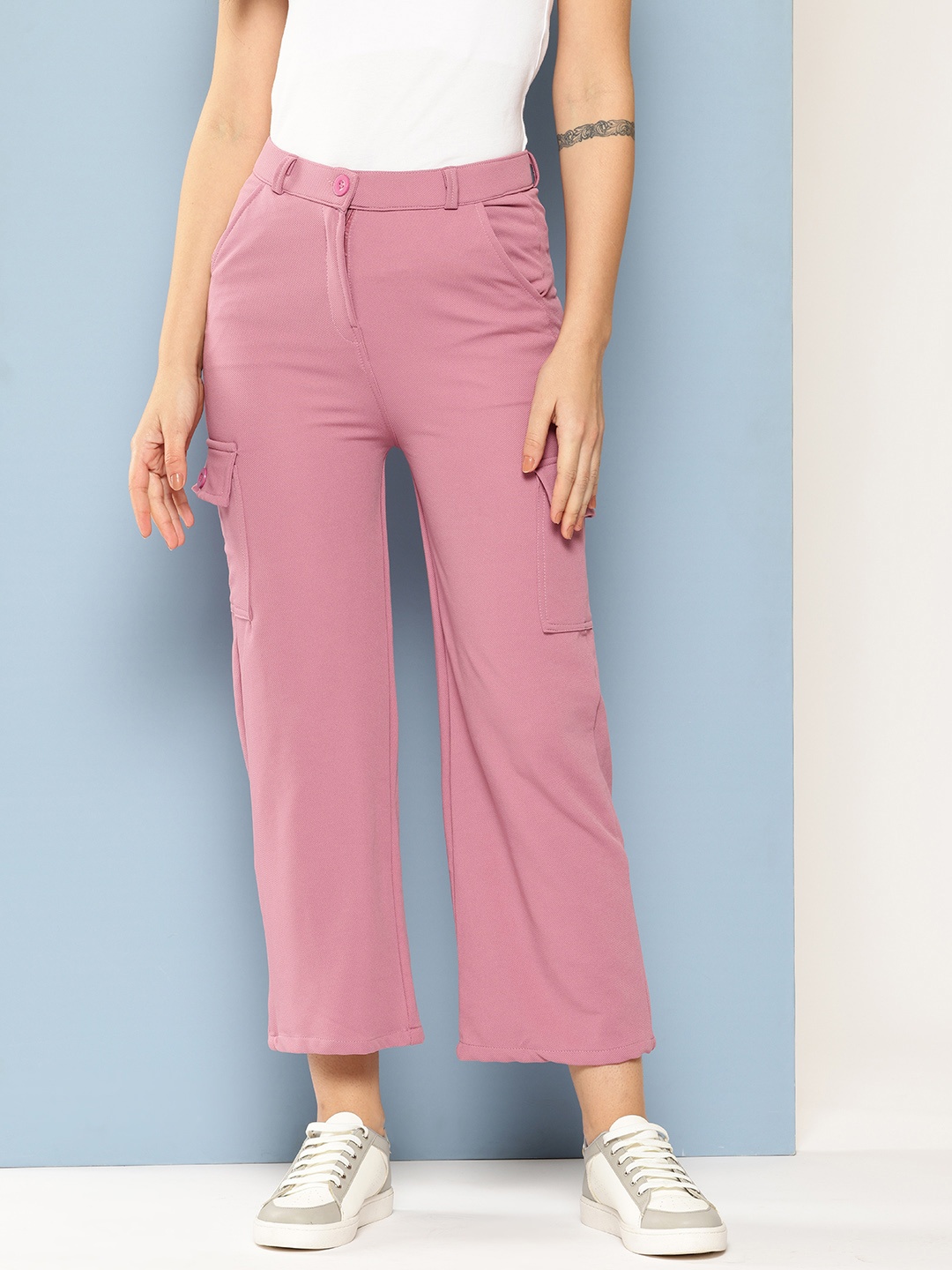 

Aarika Smart Flared Cargos, Pink