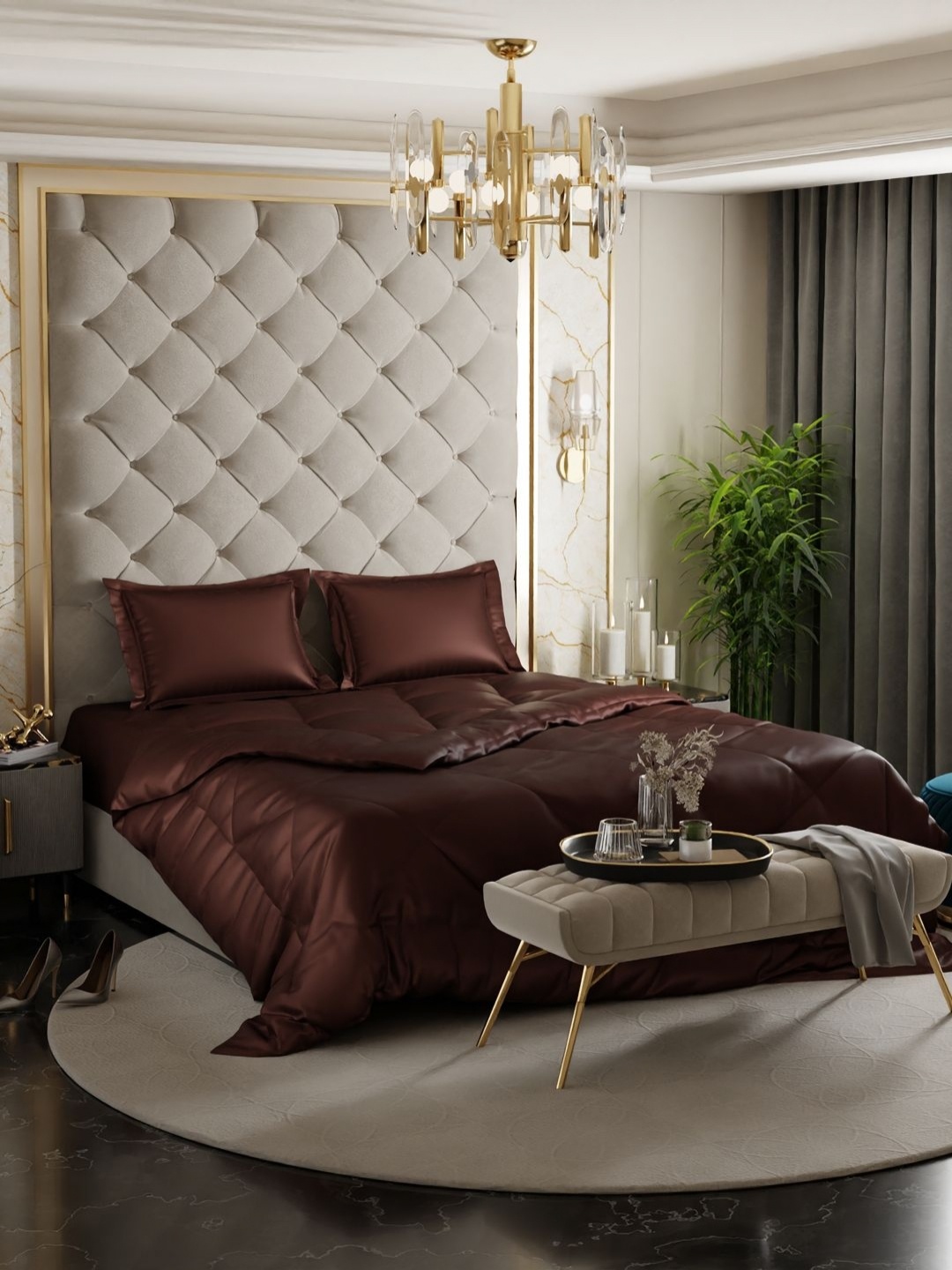 

Stoa Paris Brown 4 Piece Double Queen Bedding Set