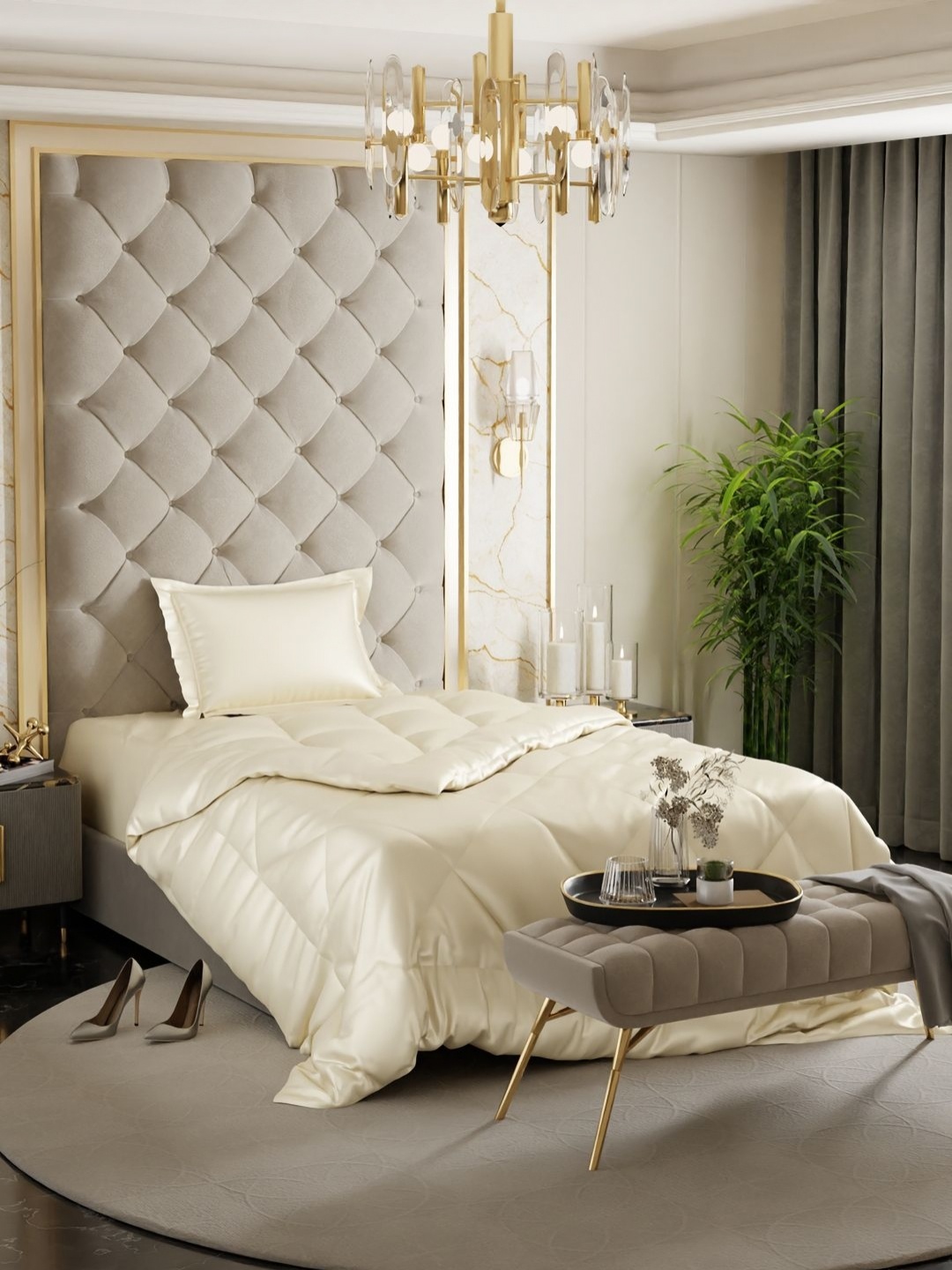 

Stoa Paris Cream-Coloured Solid 3 Piece Single Regular Bedding Set