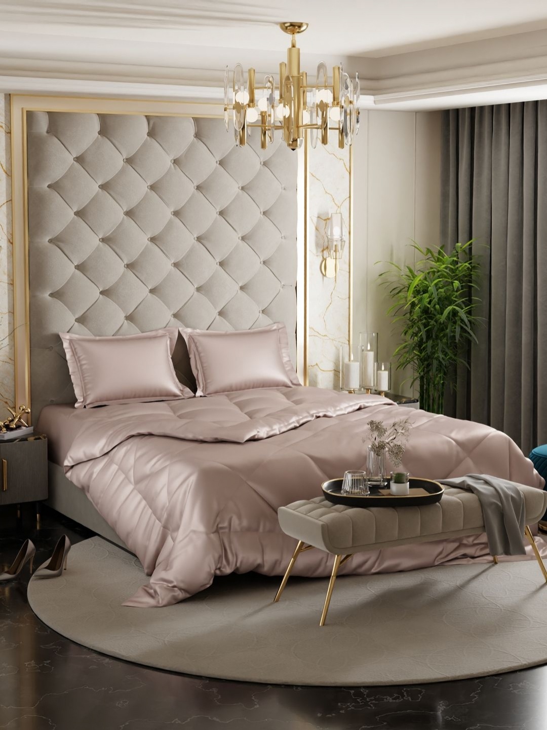 

Stoa Paris Champagne Solid 4 Piece Double Queen Regular Bedding Set