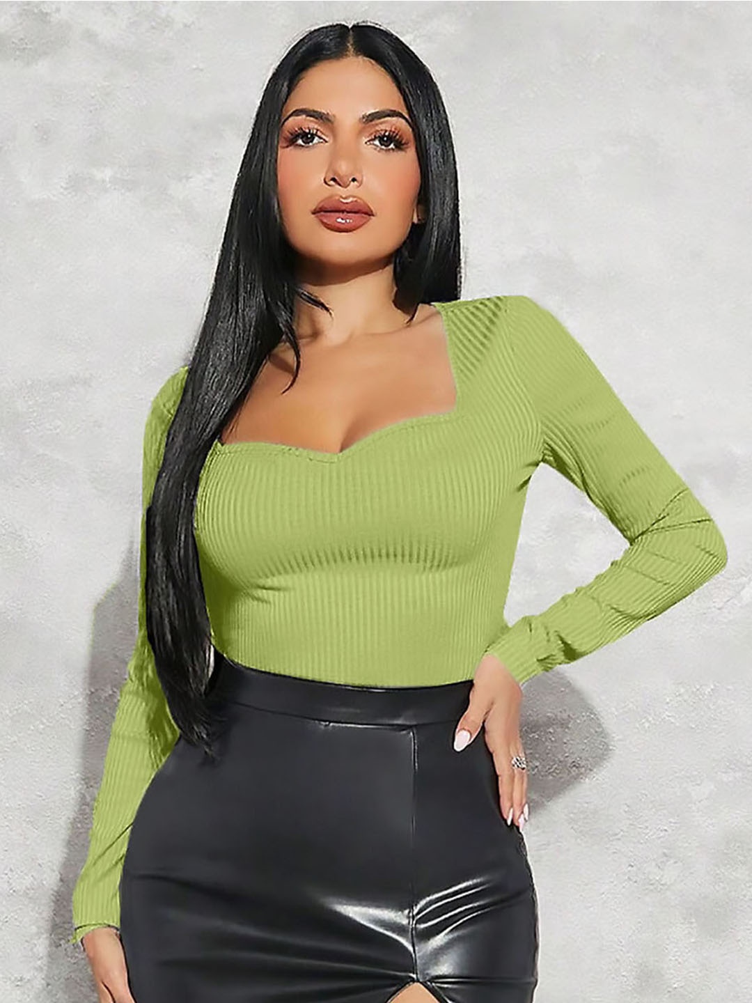 

Tivante Sweetheart Neck Cotton Top, Sea green