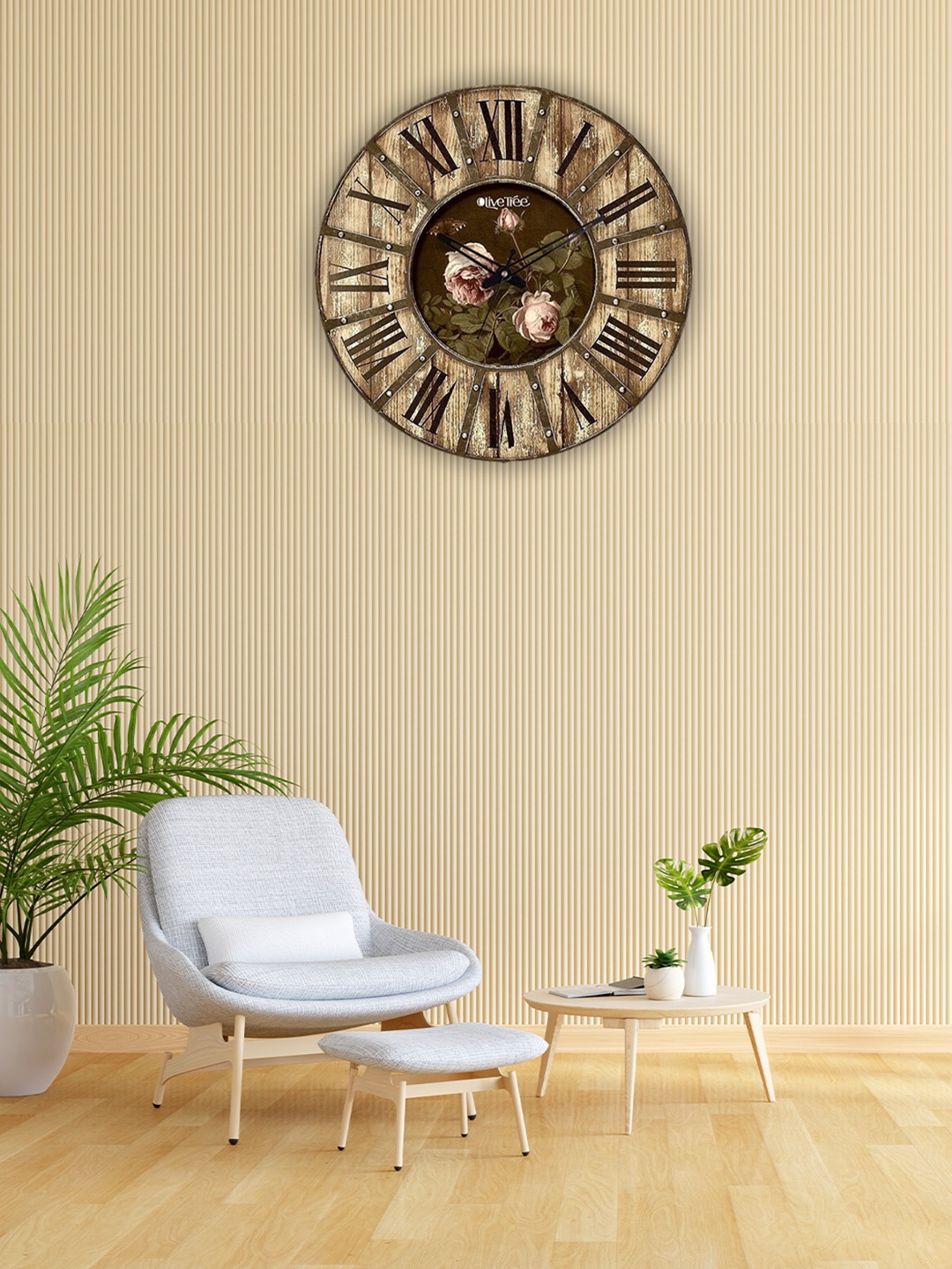 

OLIVE TREE Brown & Black Floral Printed Contemporary Wall Clock