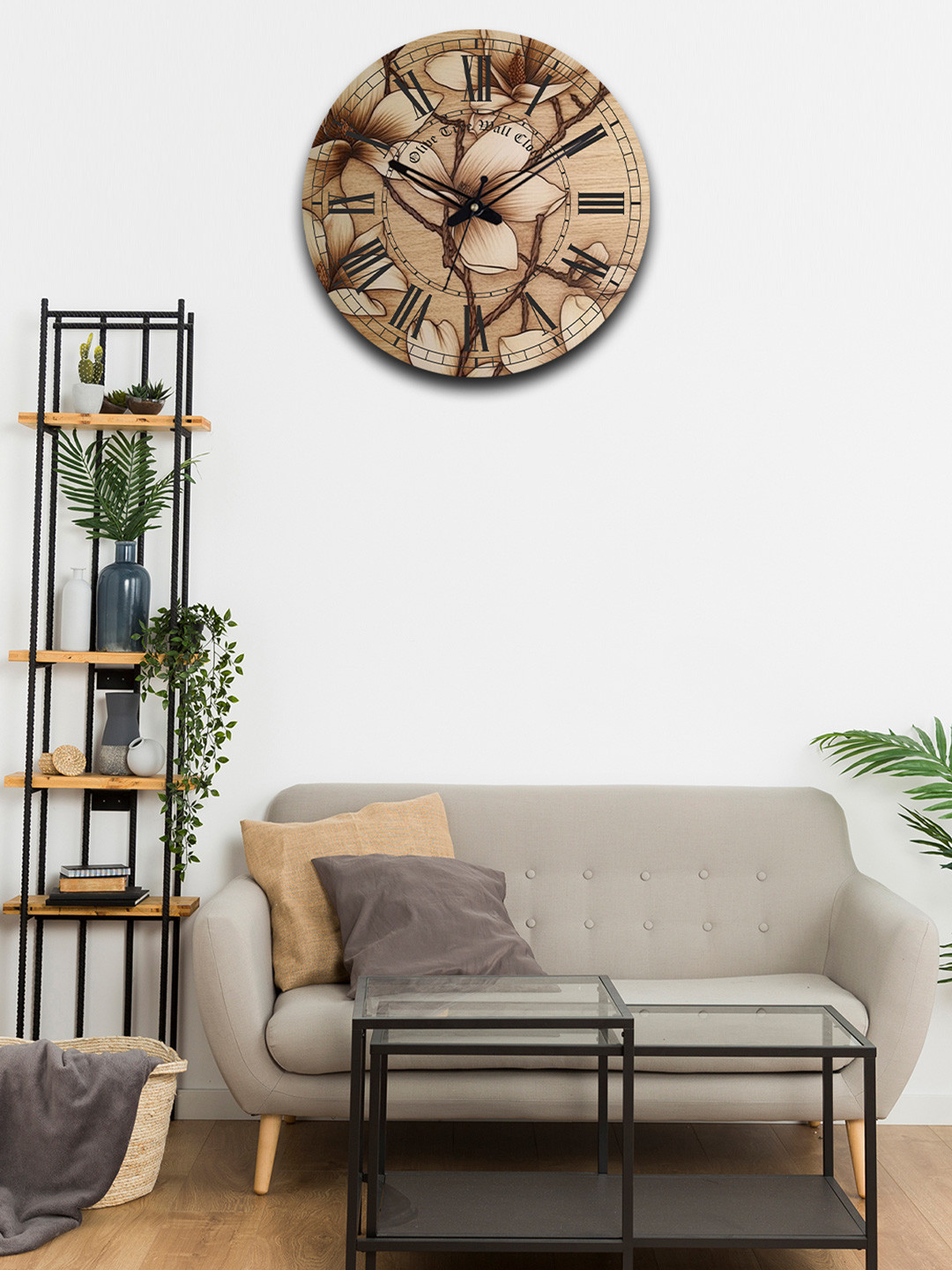 

OLIVE TREE Brown & Black Floral Printed Contemporary Wall Clock