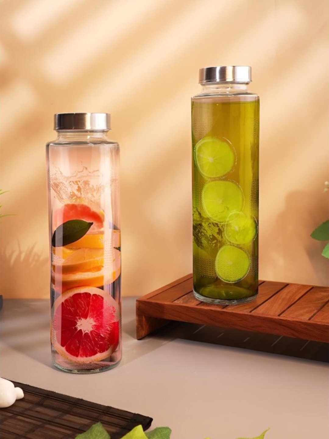 

CROCO JAR Transparent Set of 2 Glass Solid Water Bottle