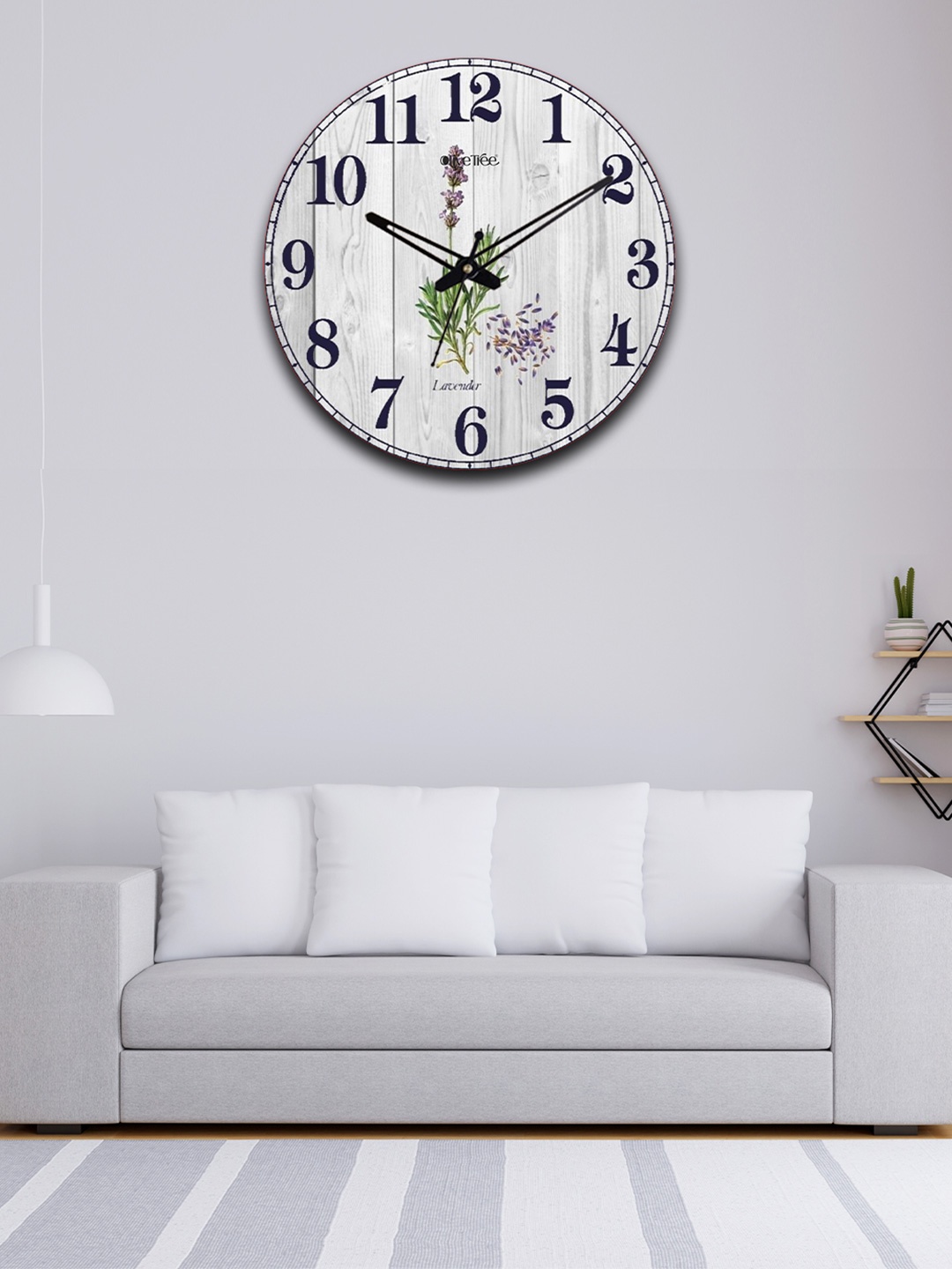 

OLIVE TREE Grey & Black Floral Printed Analogue Contemporary Wall Clock
