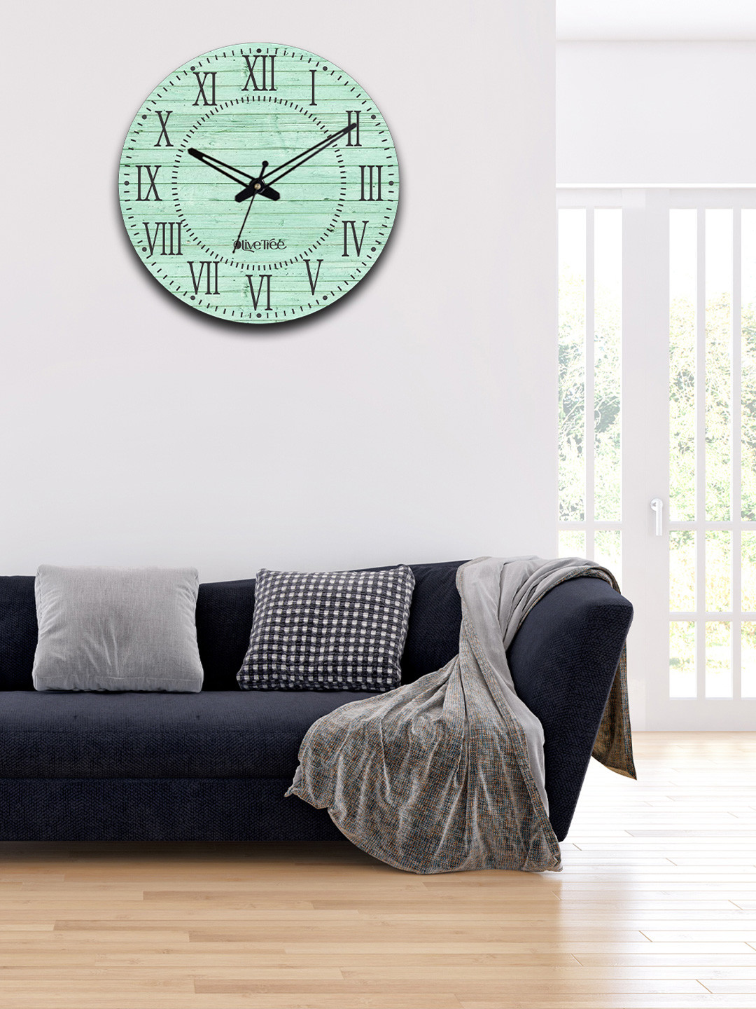 

OLIVE TREE Blue & Black Printed Contemporary Wall Clock