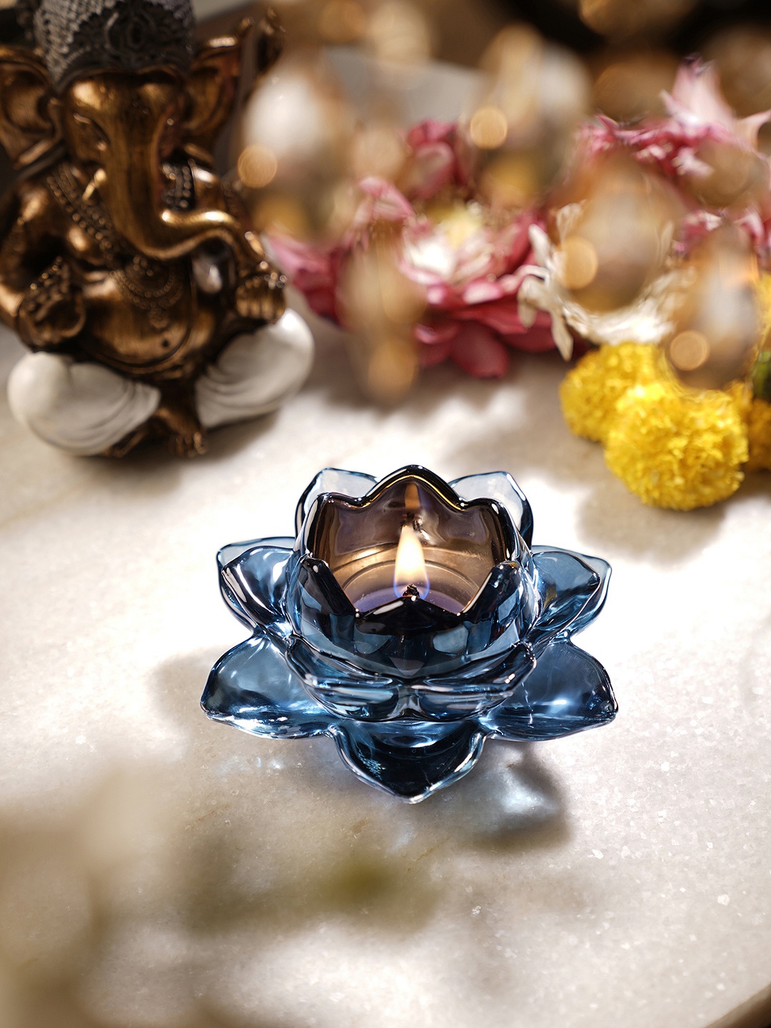 

Pure Home and Living Blue 2 Pieces Textured Glass Candle Holder