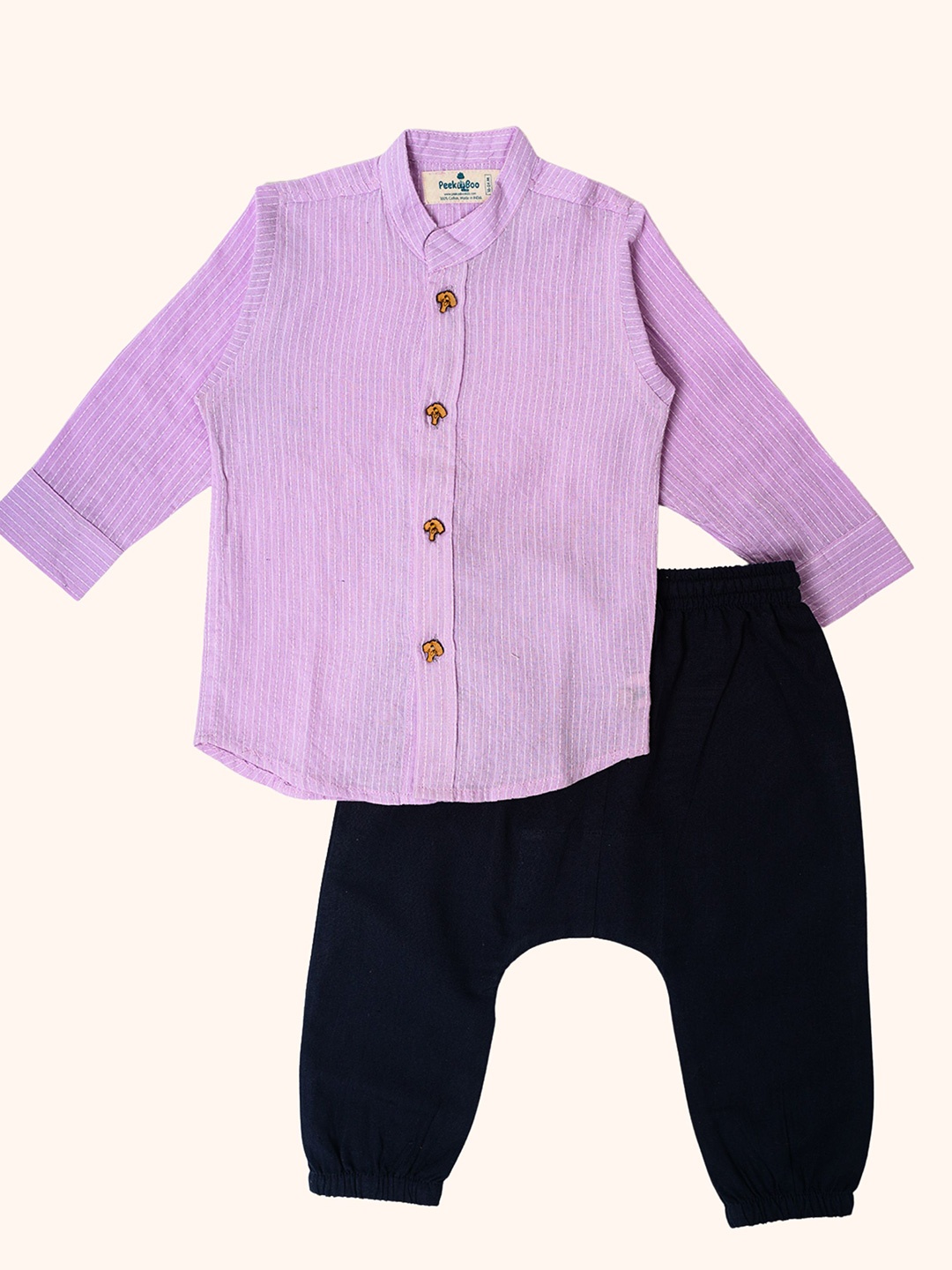 

Peekaaboo Kids Boys Striped Shirt with Trousers, Mauve