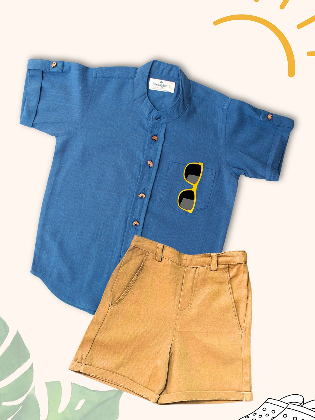 

Peekaaboo Kids Boys Shirt with Shorts, Blue