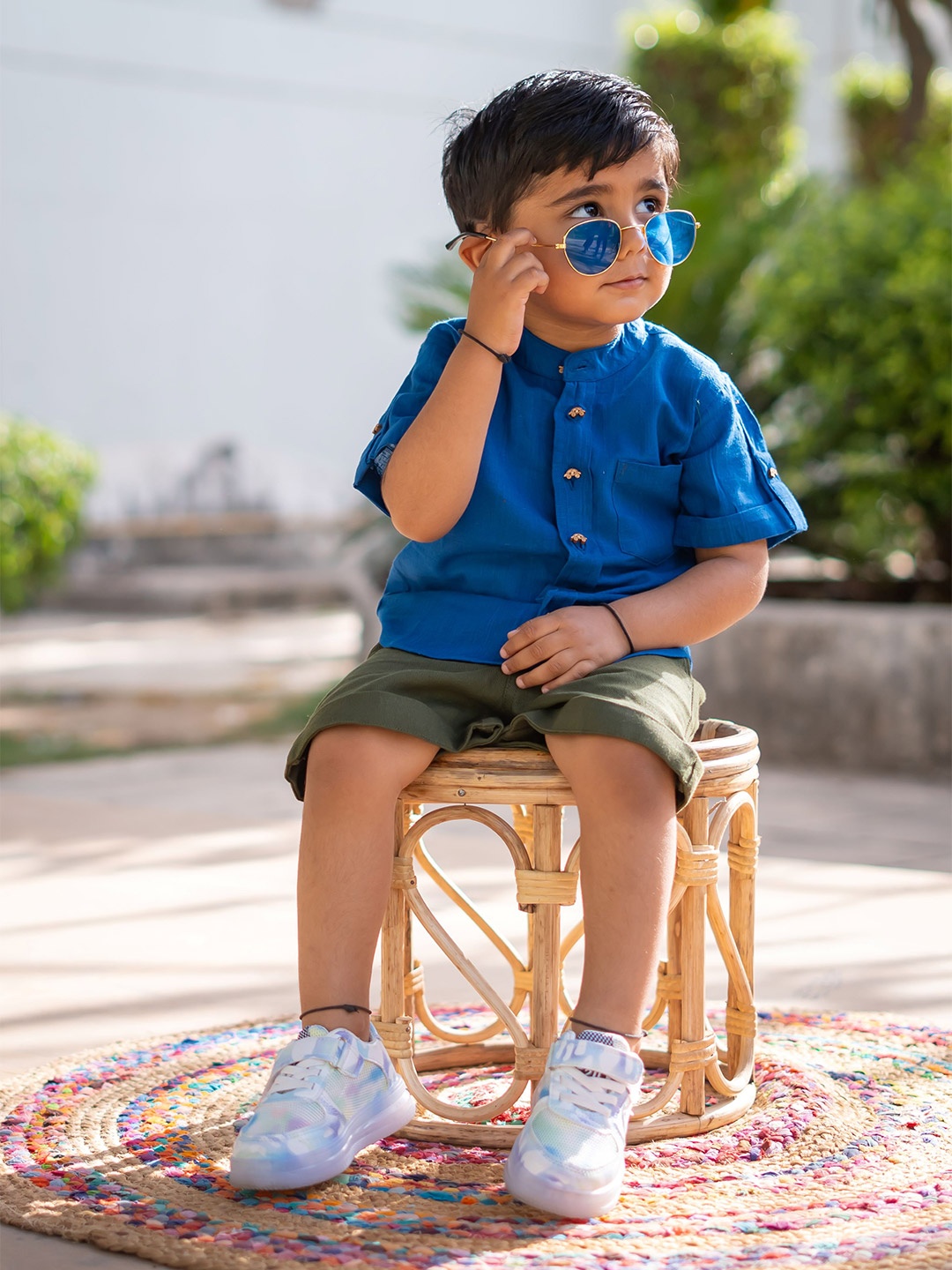 

Peekaaboo Kids Boys Shirt with Shorts, Blue