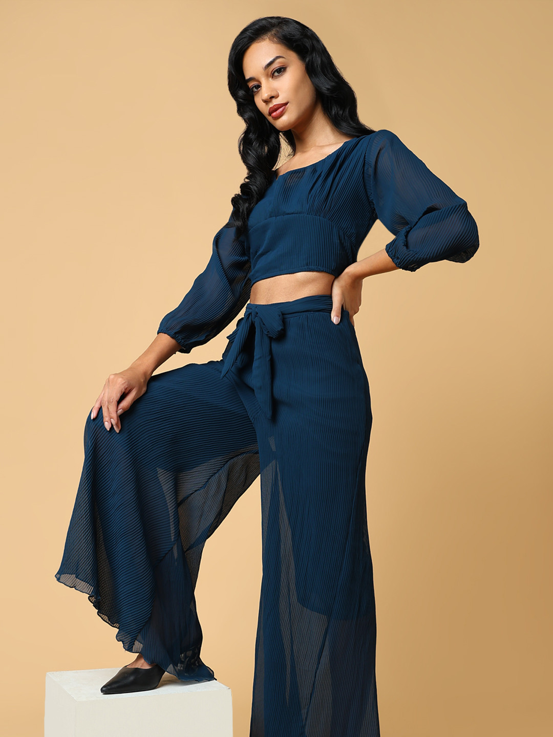 

SHOWOFF V-Neck Top & Palazzo, Teal