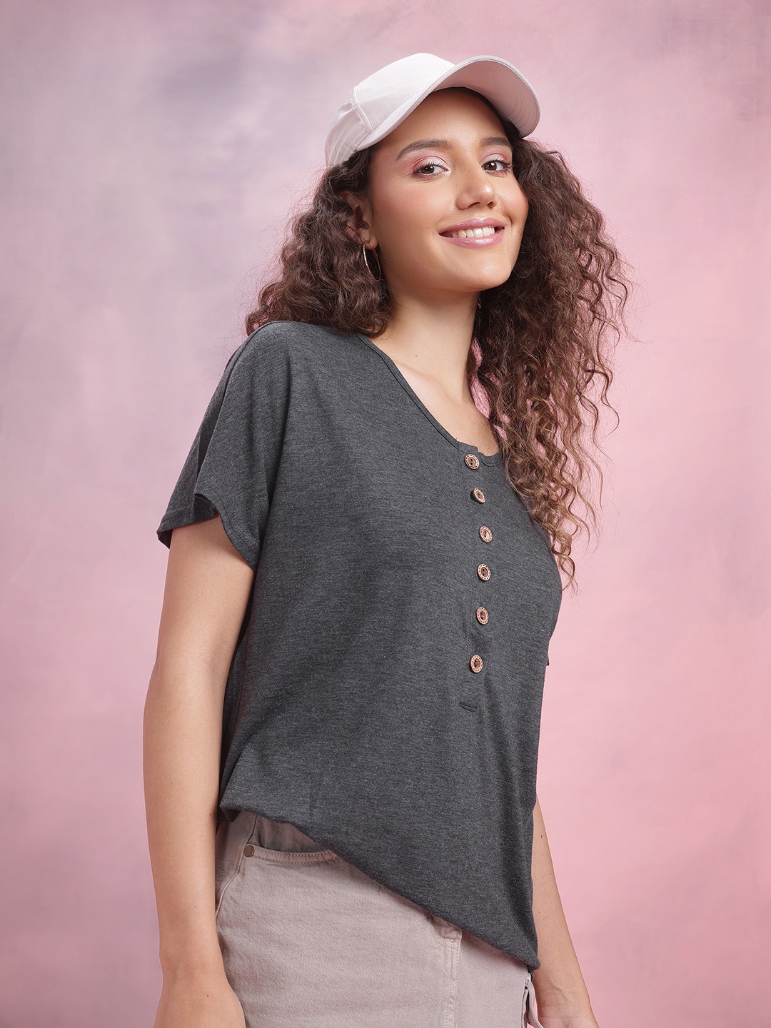 

DressBerry Melange Relax Fit Top, Grey melange