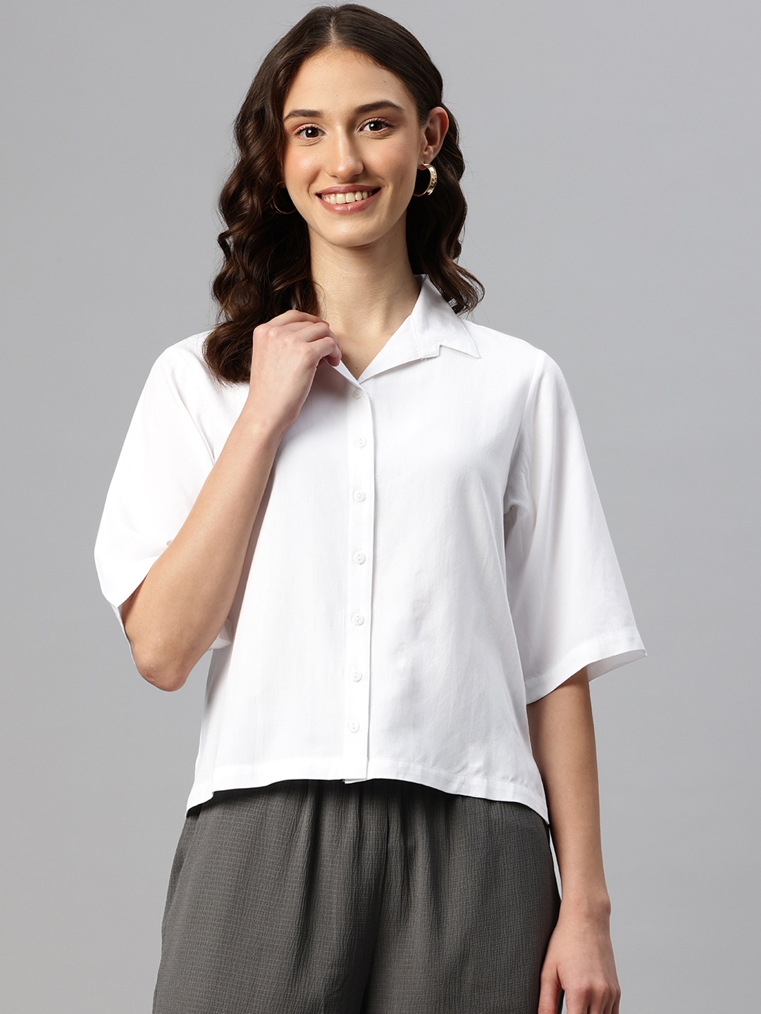 

Ayaany Solid Casual Shirt, White