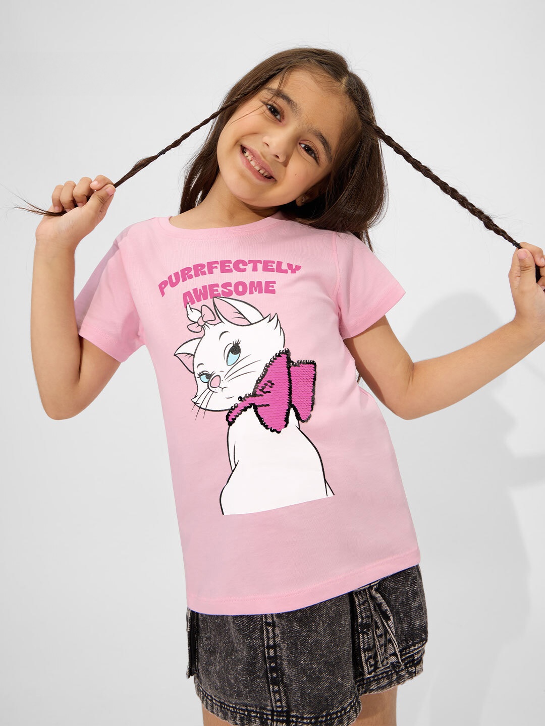 

The Souled Store Girls Printed T-shirt, Pink
