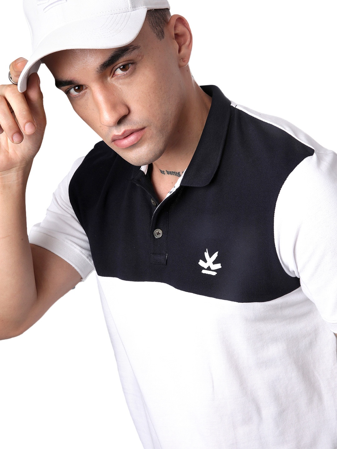 

WROGN Men Polo Collar Pockets Slim Fit T-shirt, White