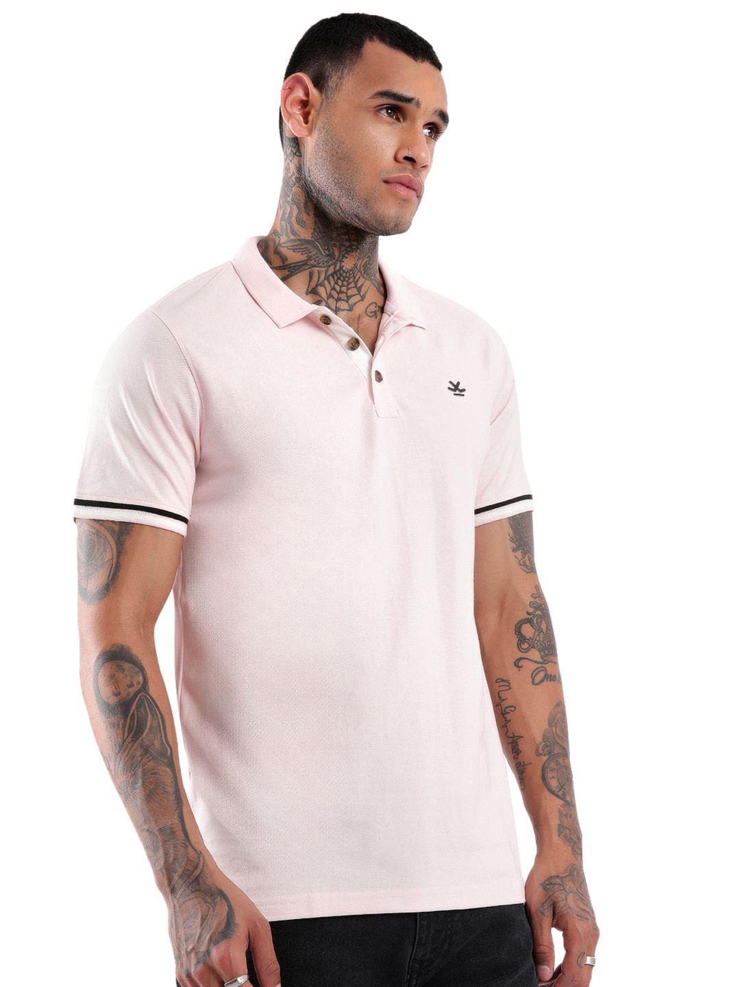 

WROGN Men Polo Collar T-shirt, Pink