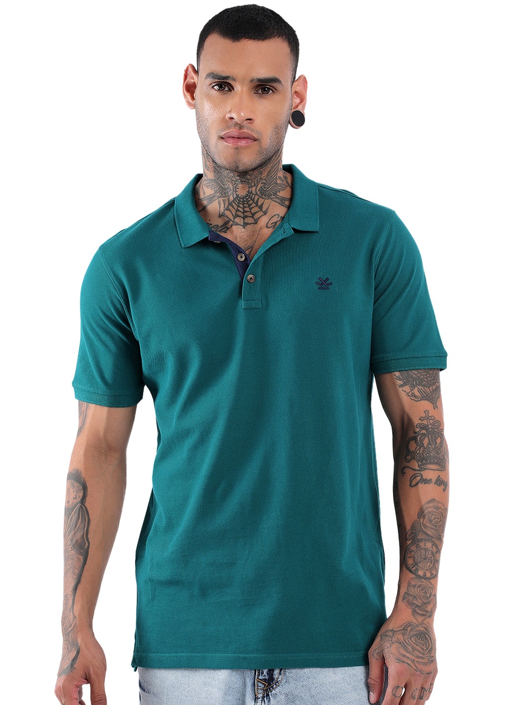 

WROGN Men Polo Collar Pockets Slim Fit T-shirt, Blue