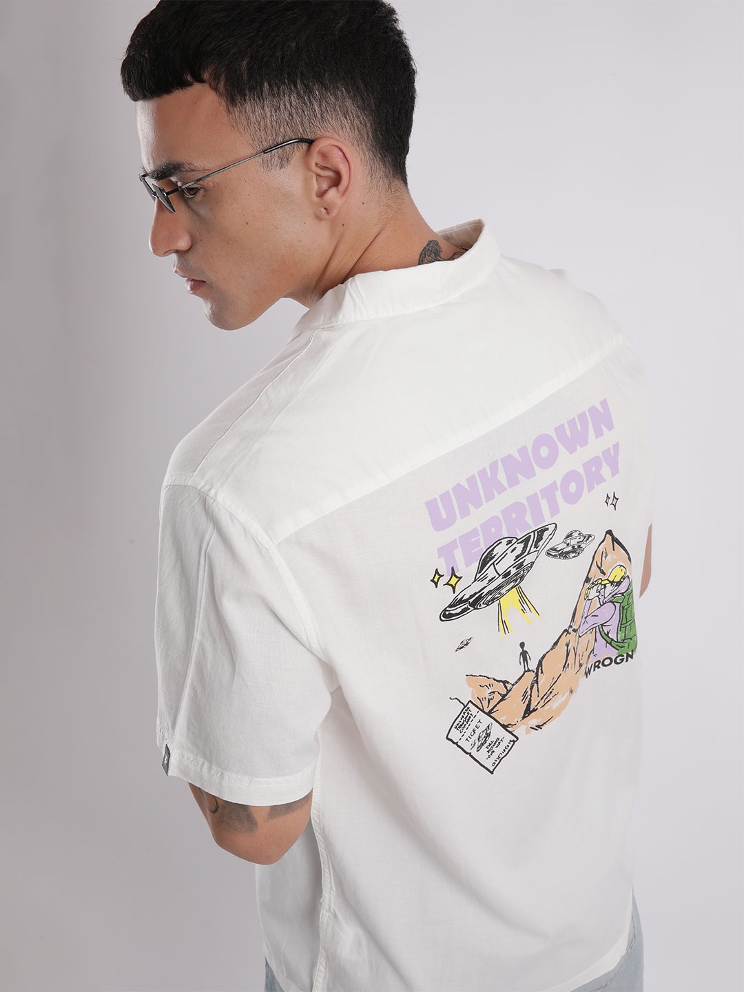 

WROGN Men Custom Opaque Printed Casual Shirt, Off white