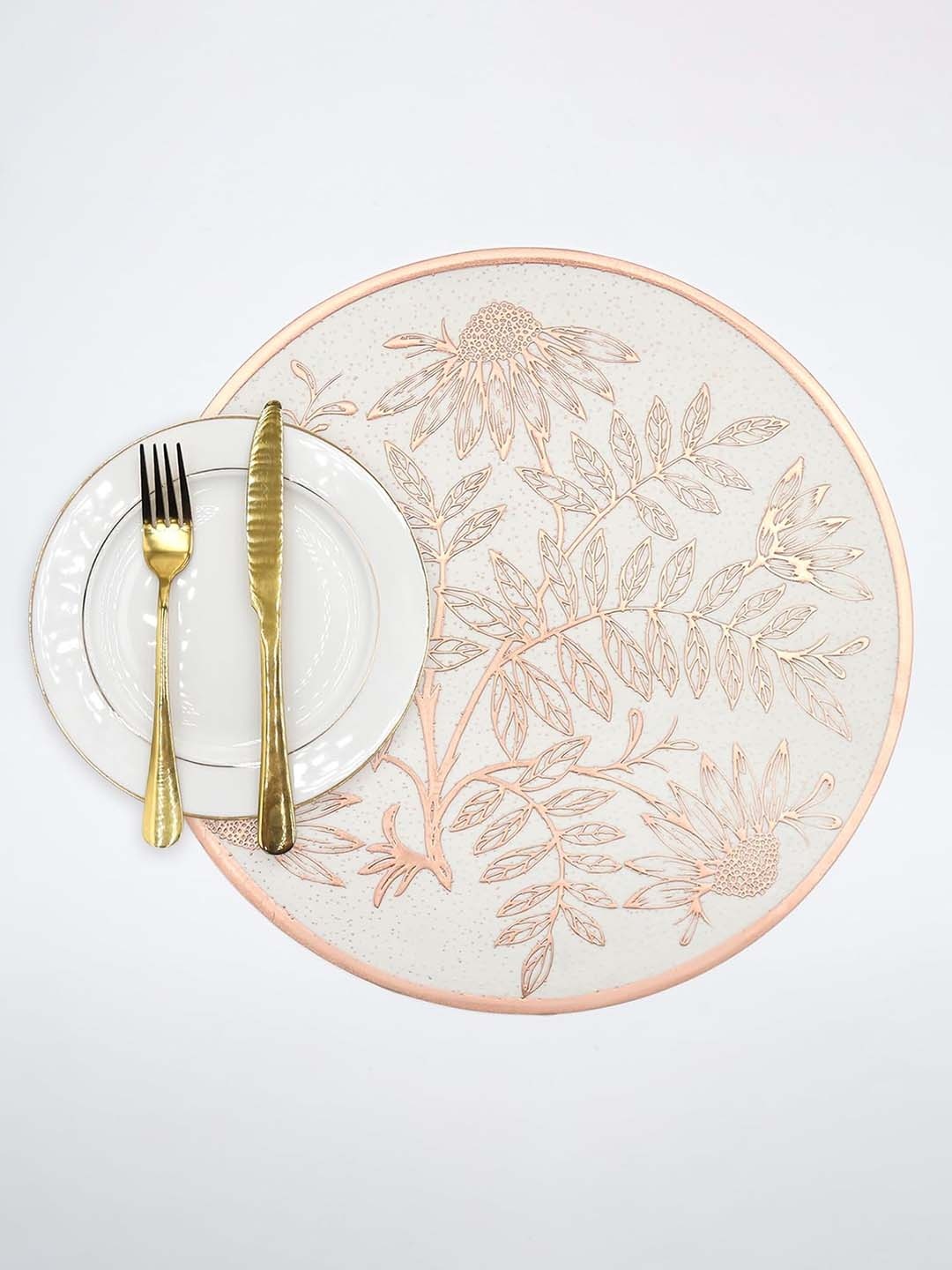 

LooMantha Copper & Biege 6 Pieces Floral Texture Table Placemats