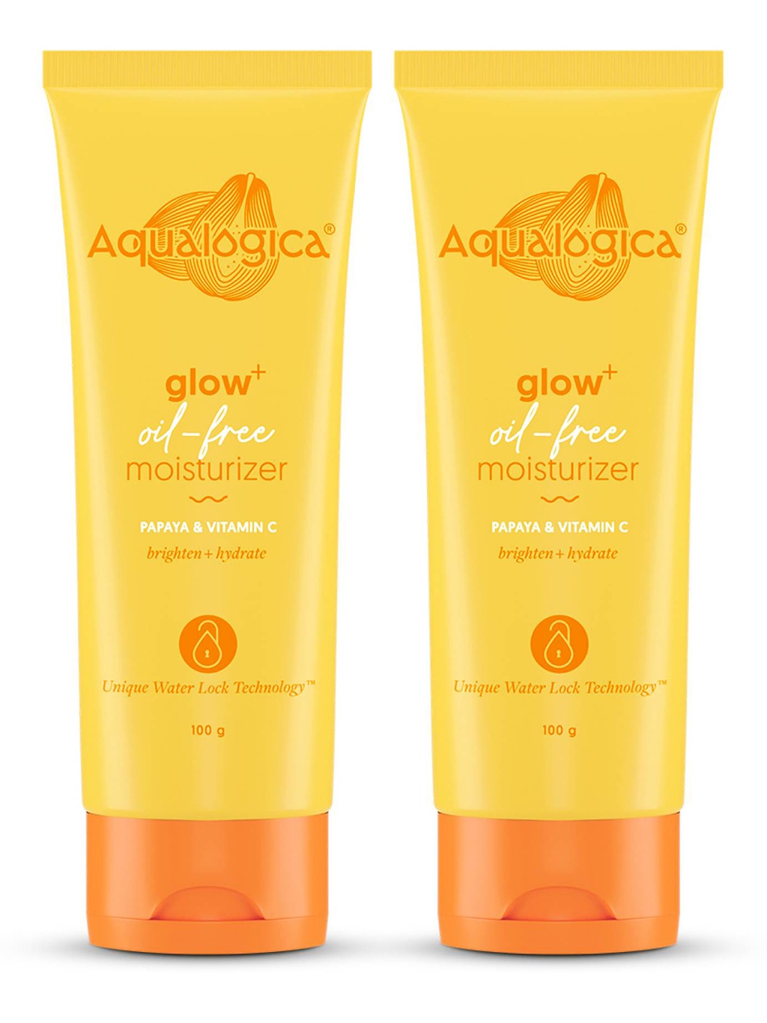 

Aqualogica Set Of 2 Glow+ Oil Free Moisturizer With Papaya- 100g Each, Orange