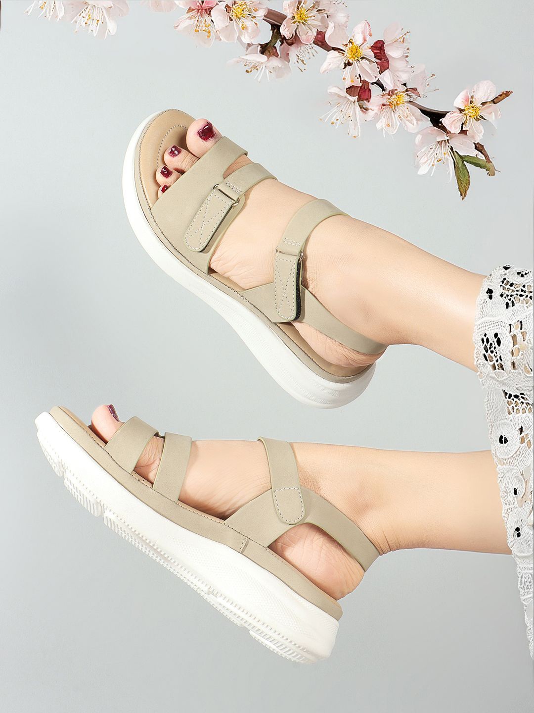 

Carlton London Open Toe Flatform Heel Sandals, Beige