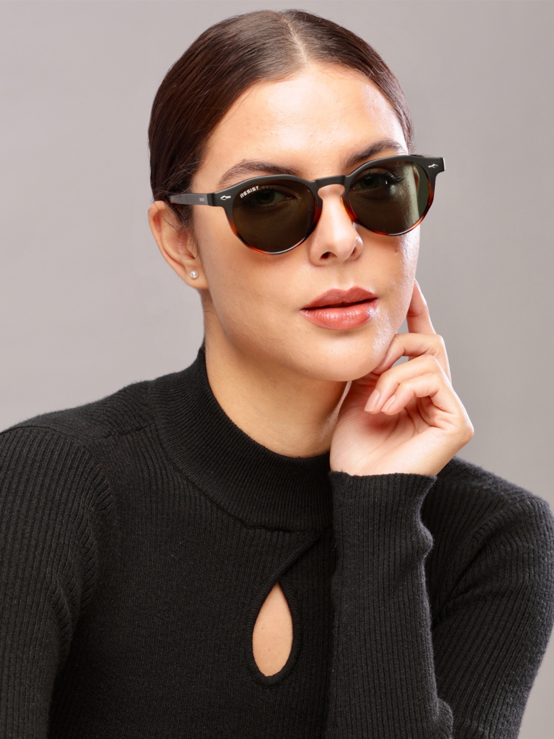 

RESIST EYEWEAR Unisex Round Sunglasses ADAM BLACK BROWN GREEN3-Green