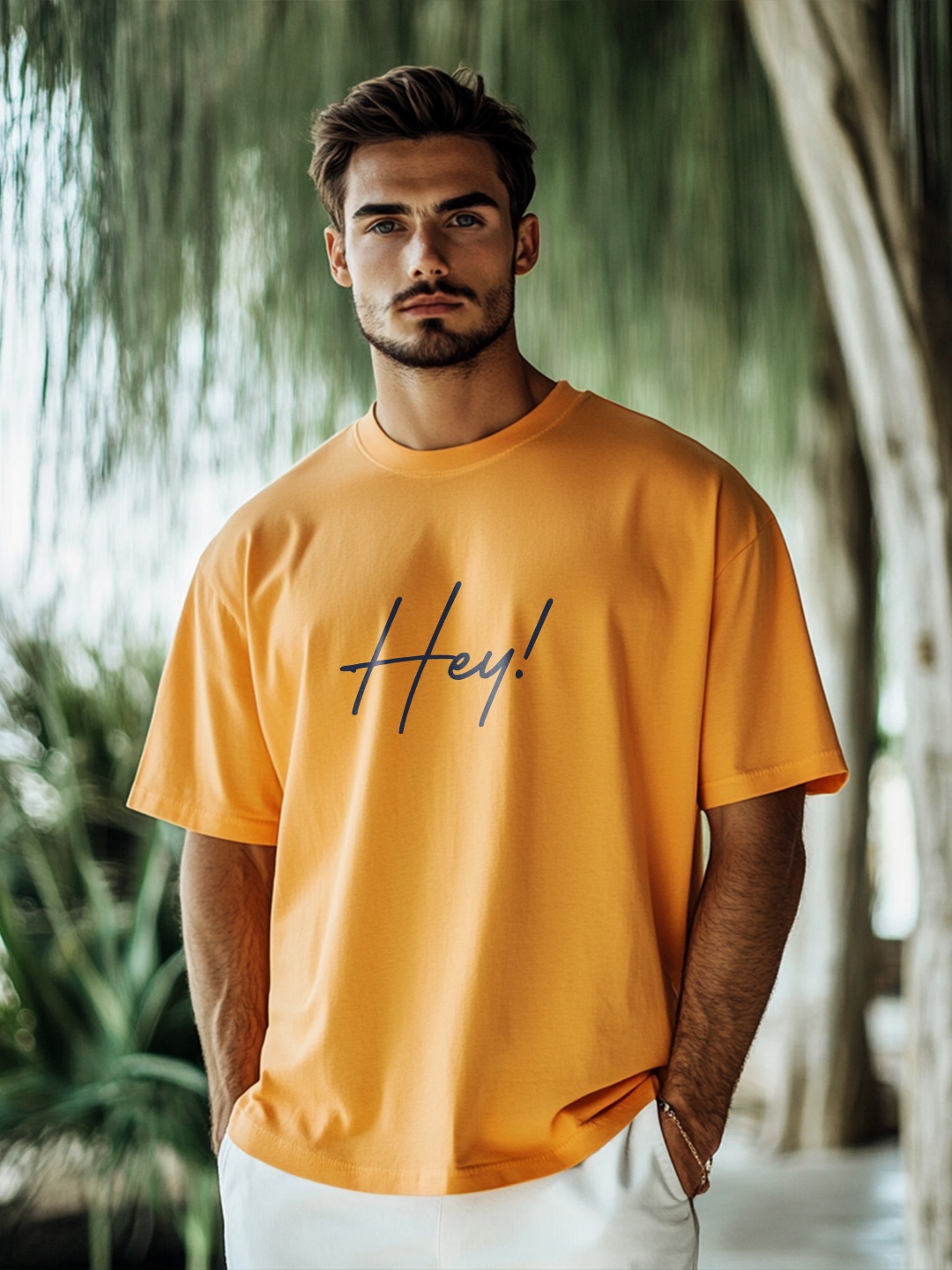 

NOBERO Men Typography Printed T-shirt, Orange