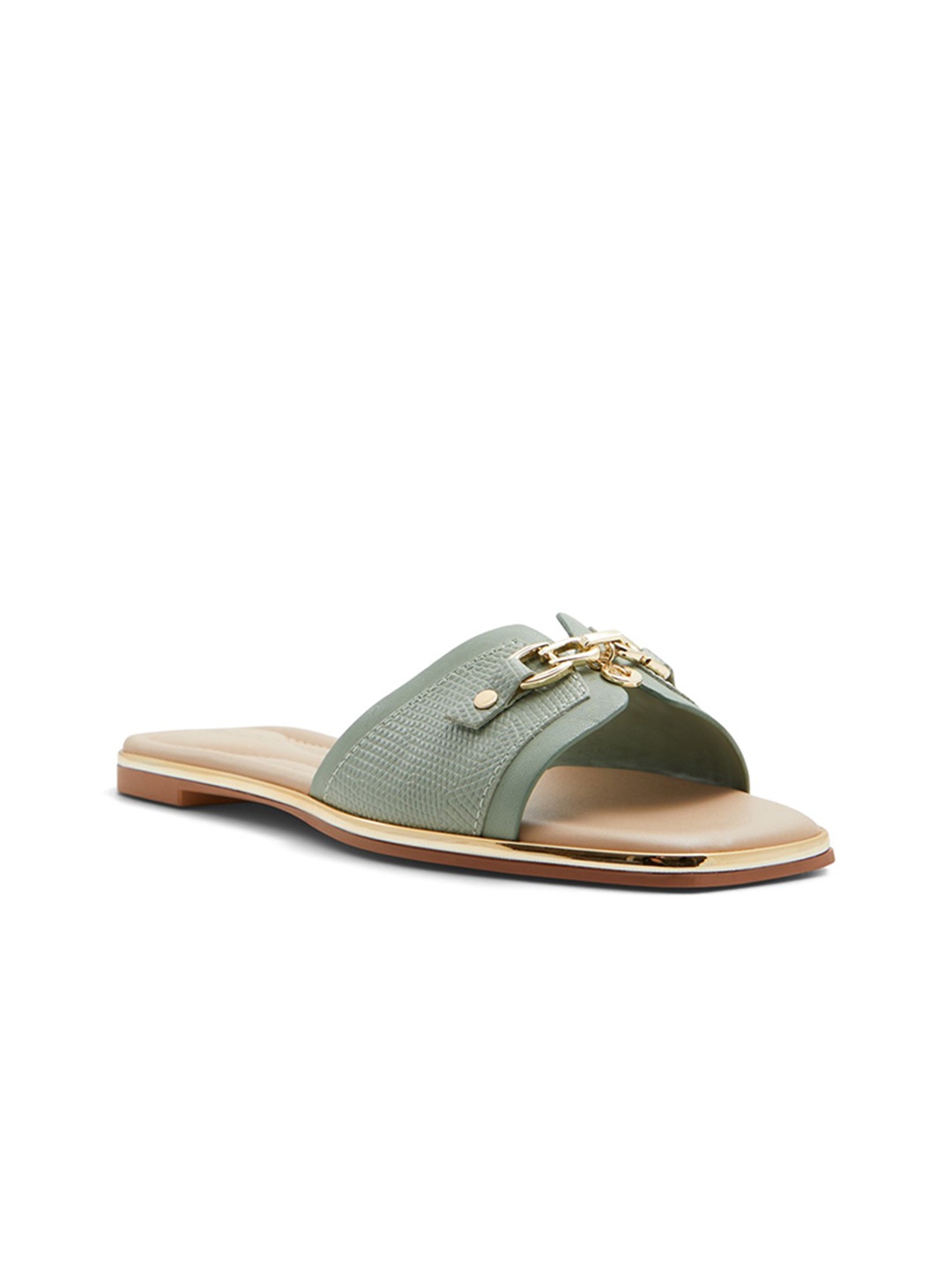 

ALDO Women Textured Open Toe Flats, Green