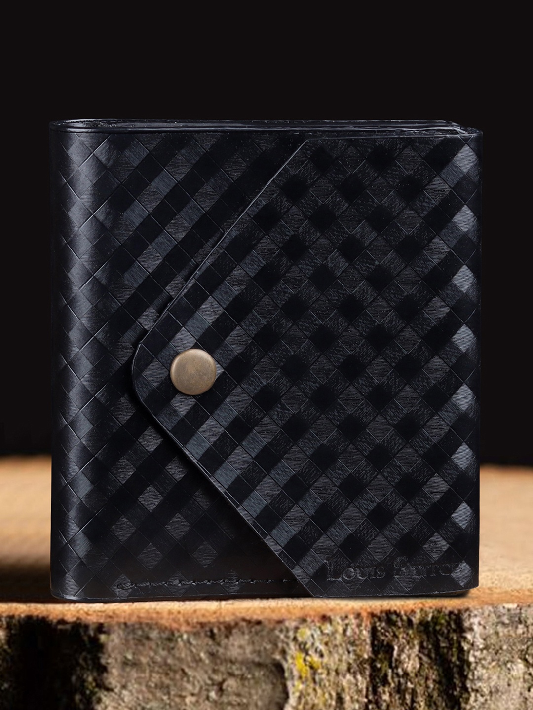

LOUIS STITCH Men Handcrafted Leather Two Fold Wallet, Black