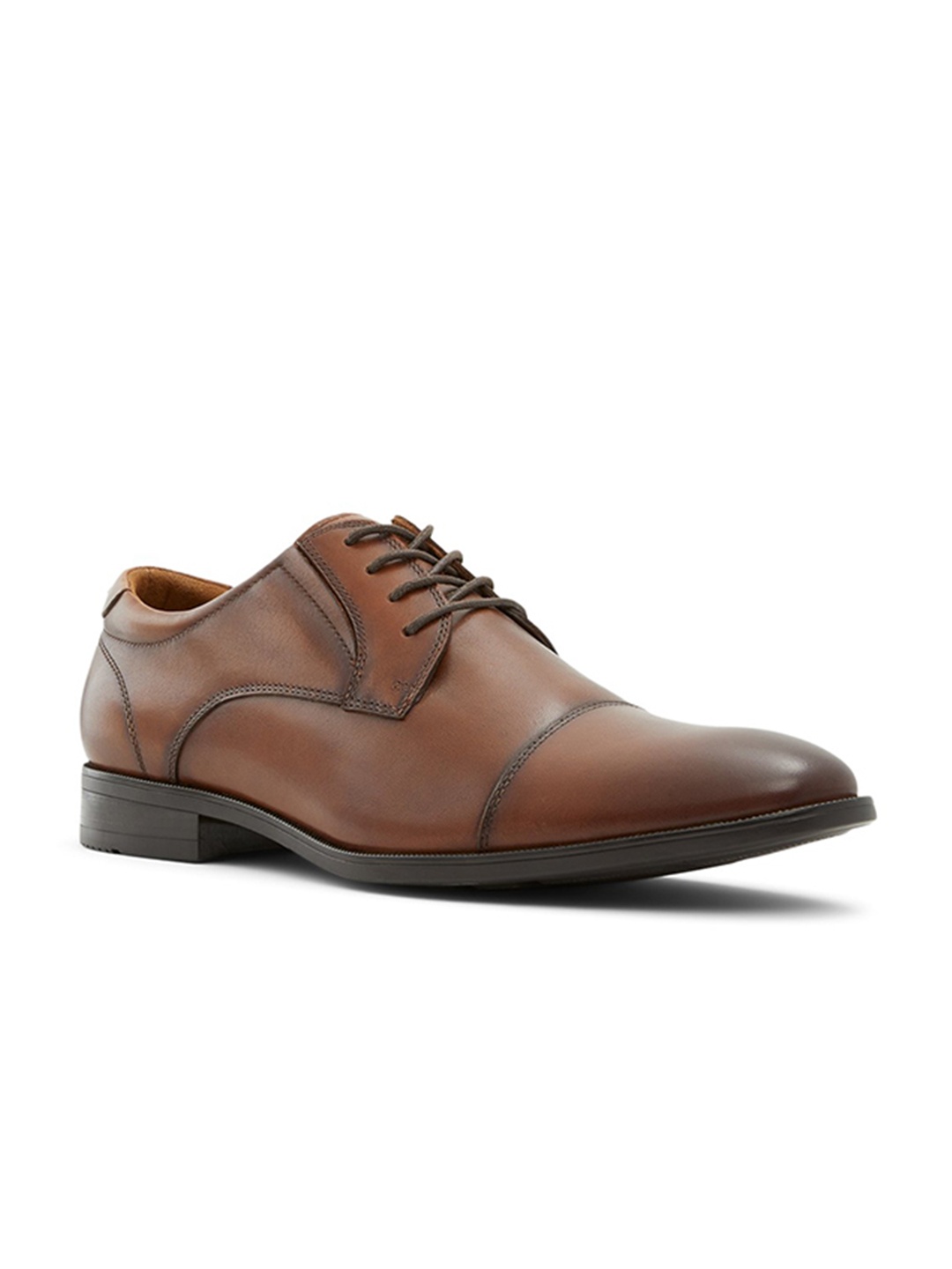 

ALDO Solid Men Textured Formal Derbys, Brown