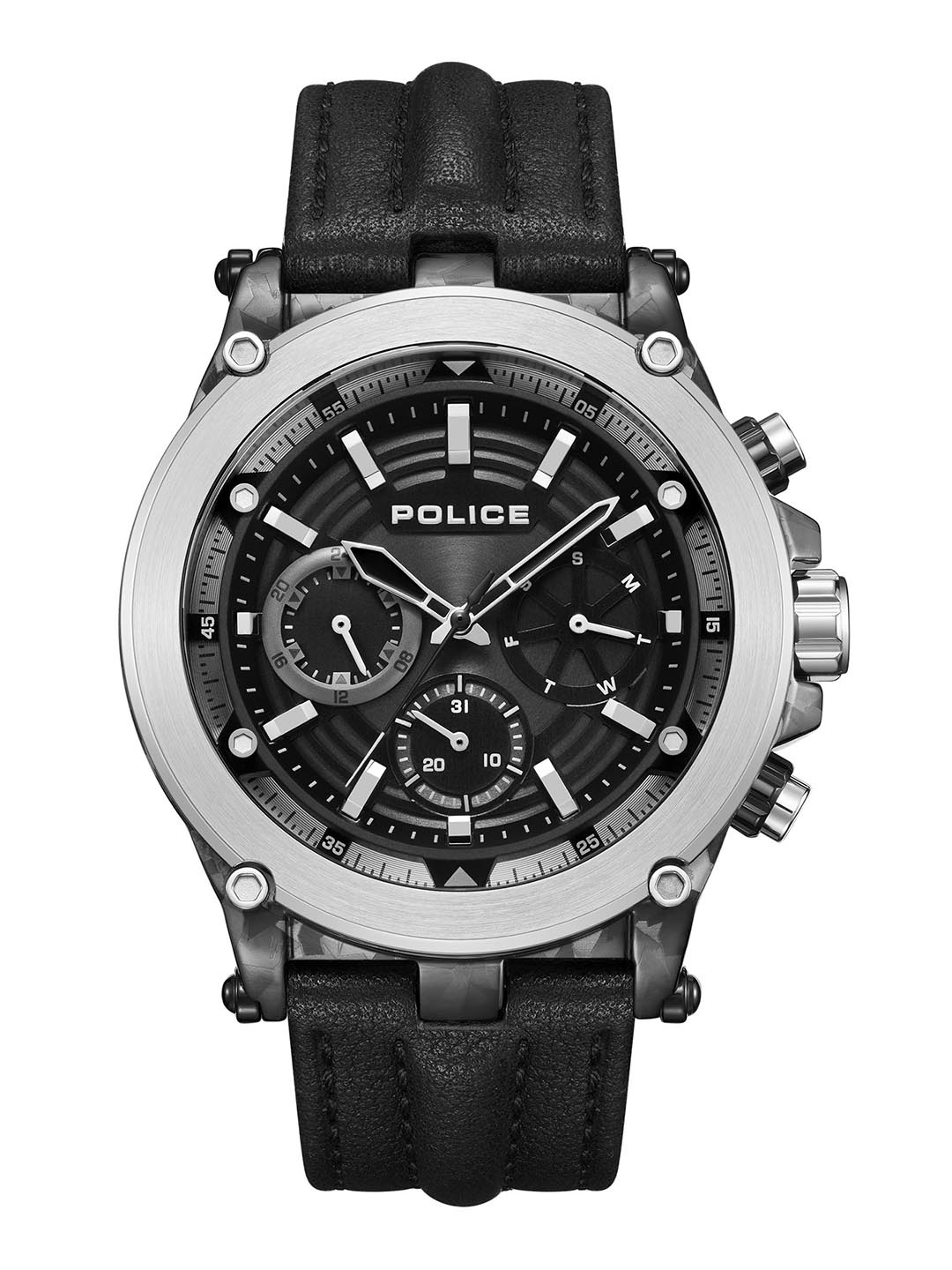 Police Men Textured Analogue Multi Function Watch PLPEWJF2226640W, Black