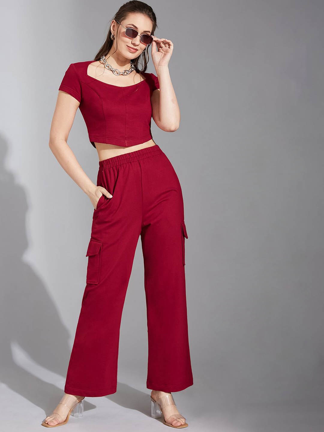 

Life With Pockets Heaven Above Skies Top & Trousers, Maroon