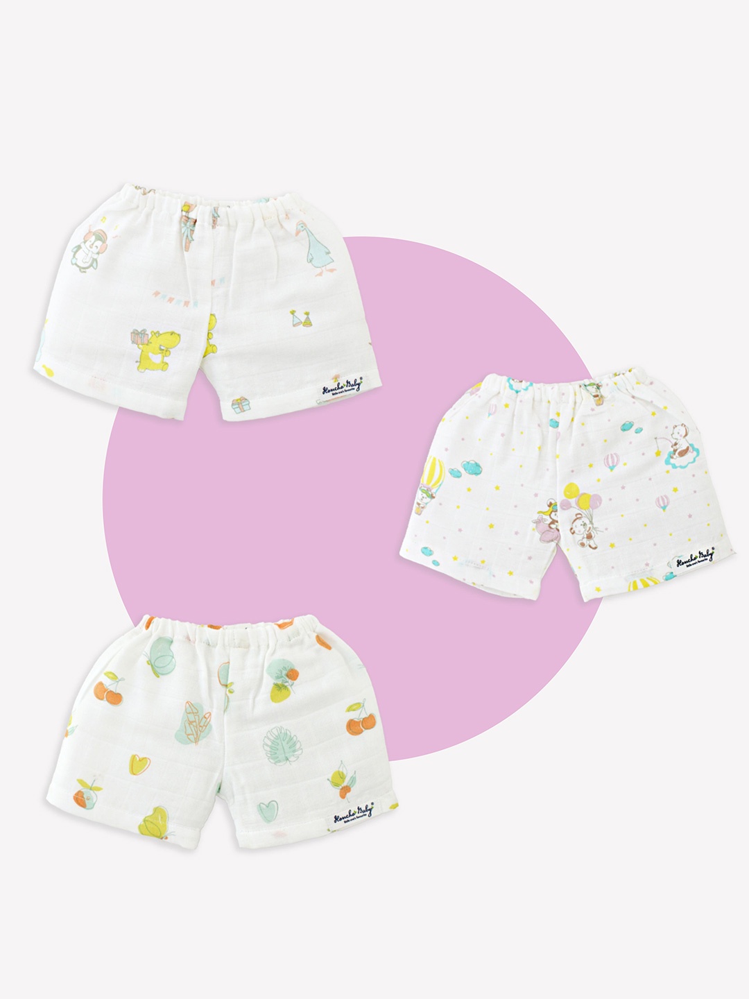 

Honcho Baby Pack Of 6 Baby Unisex Kids Printed Shorts, White