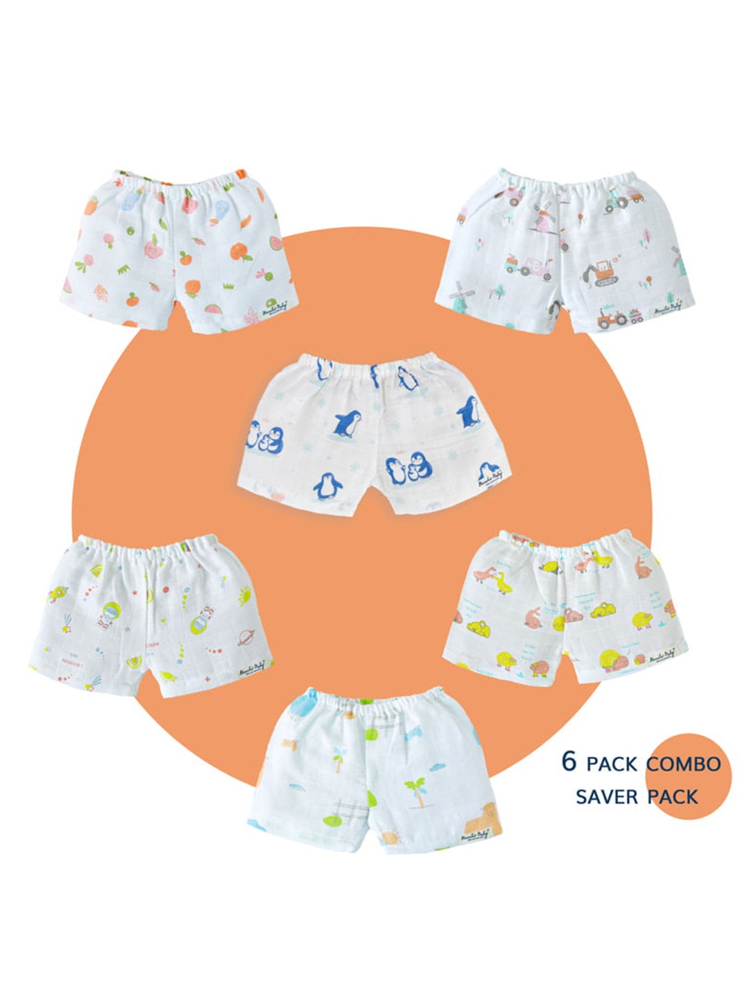 

Honcho Baby Unisex Kids Printed Shorts, White