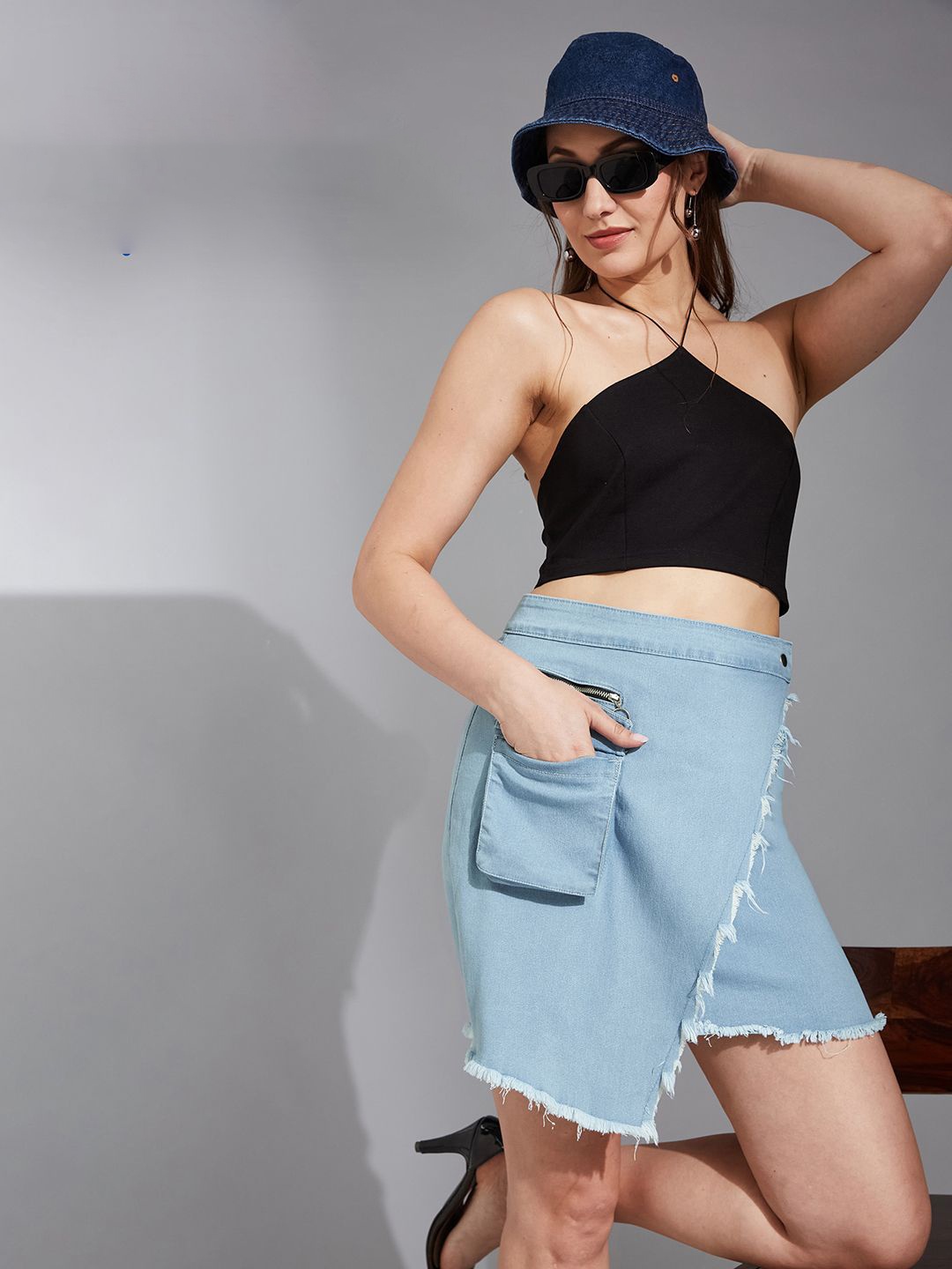 

Life With Pockets A-Line Above Knee Skirts, Blue