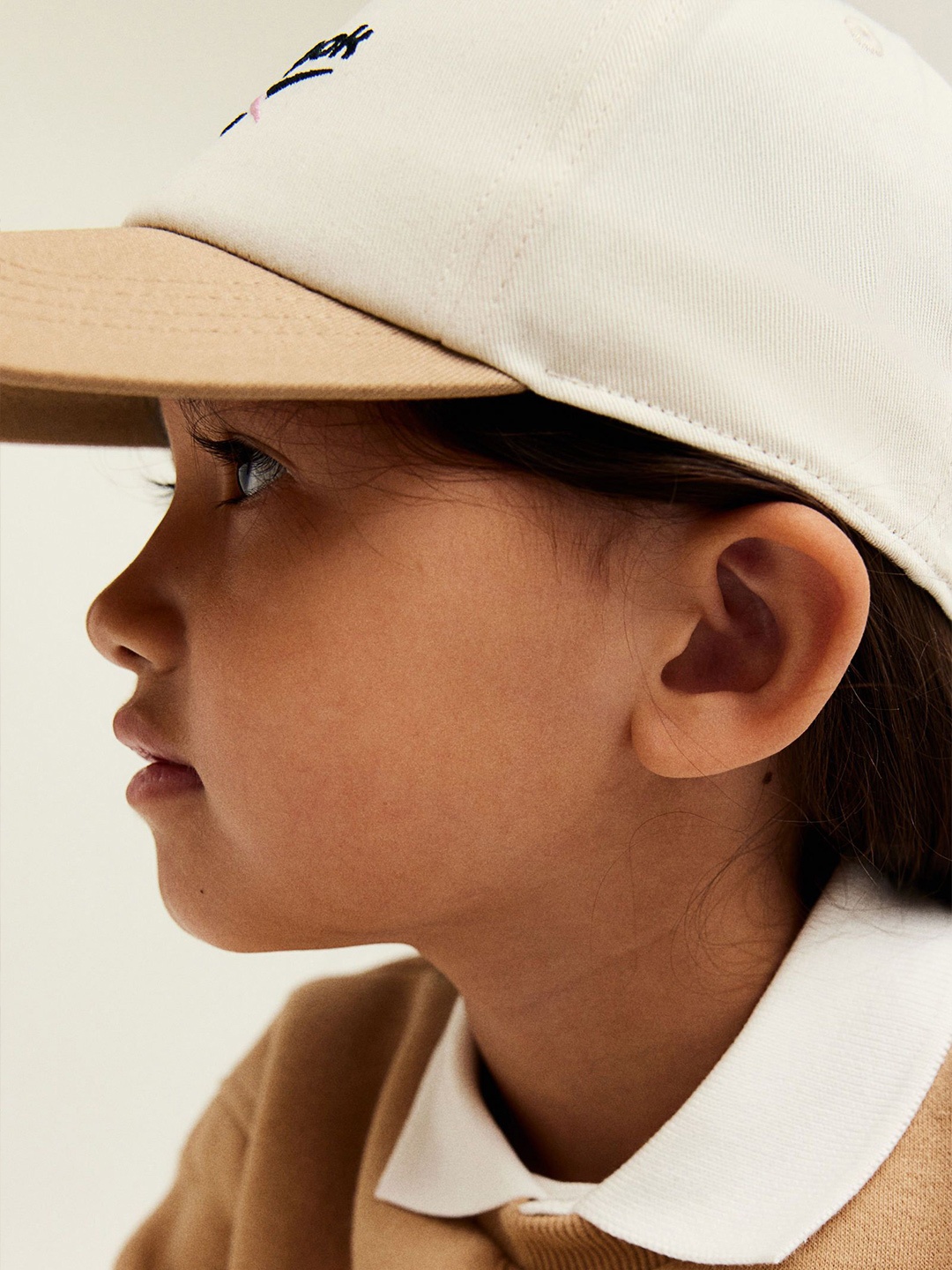 

H&M Girls Embroidered-Motif Cotton Caps, White