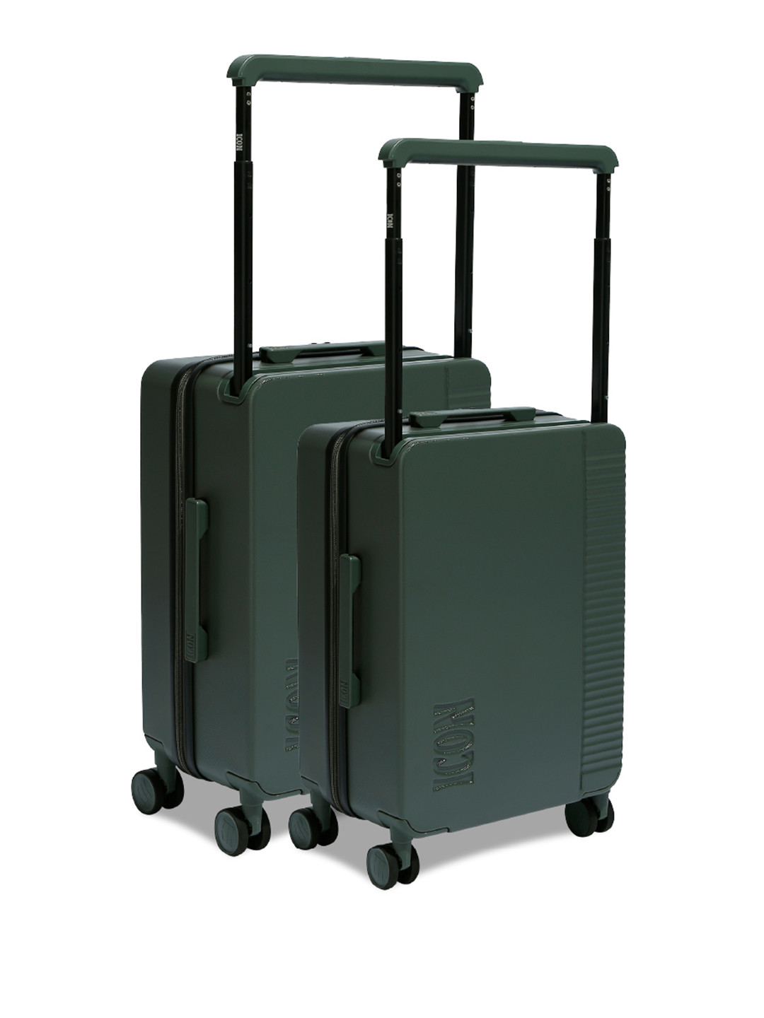 

Icon Set Of 2 Textured Hard-Sided Large and Cabin Trolly Bags, Green