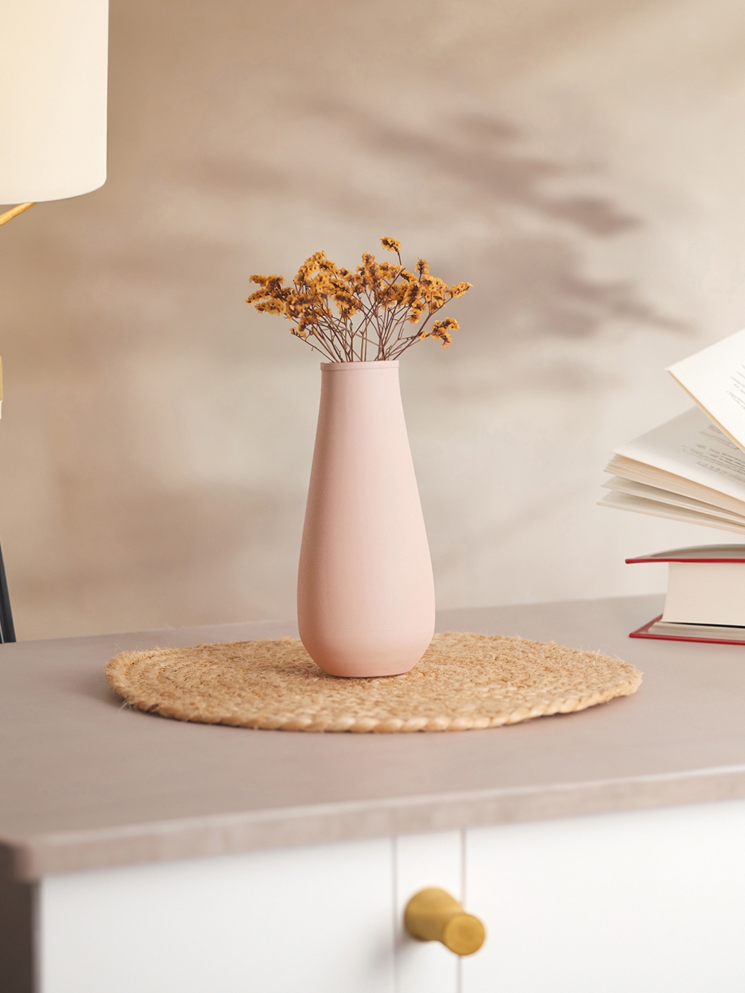 

Homspurts Peach Metal Matte Finished Flower Vase