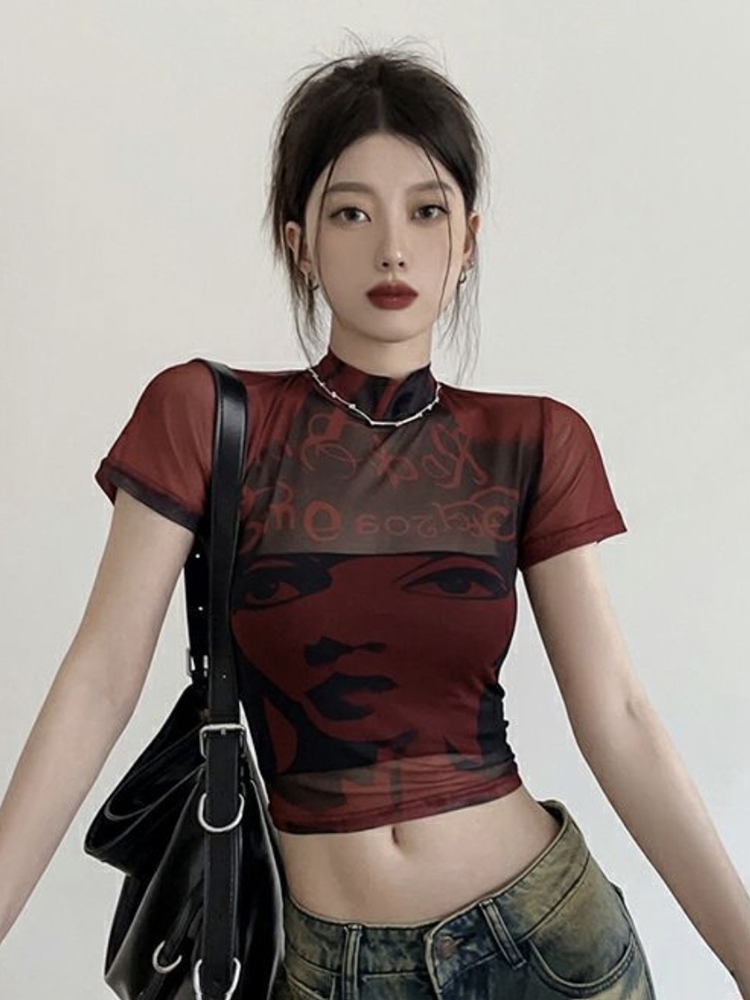 

LULU & SKY Crop Top, Burgundy