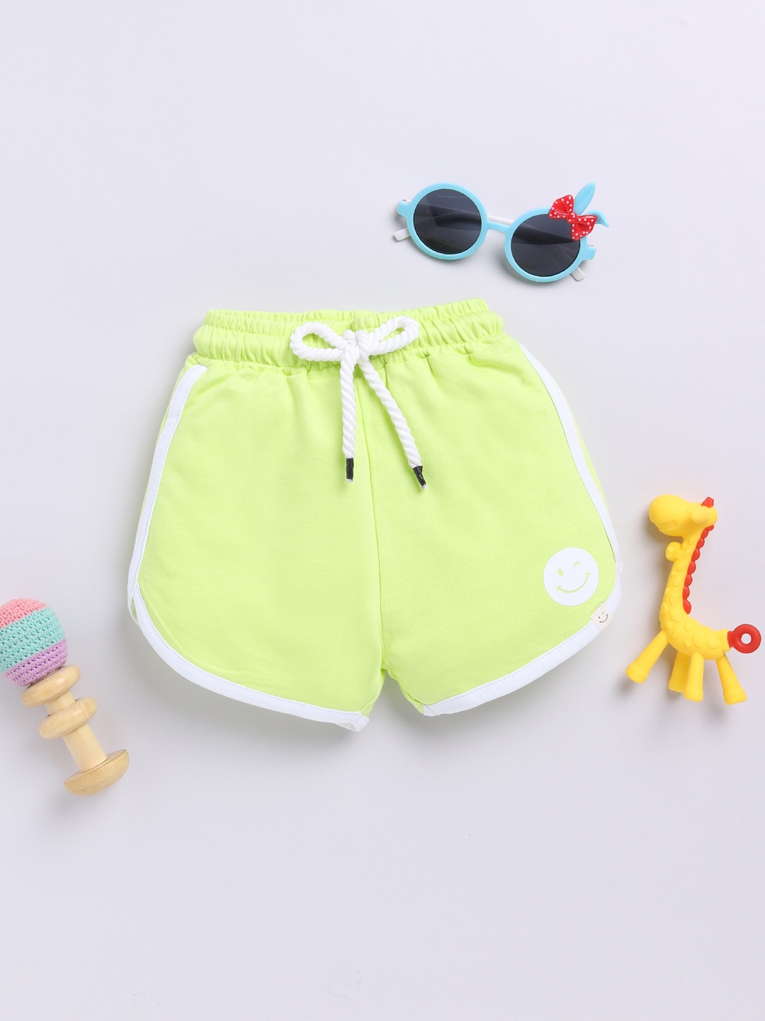 

Happy Faces Girls Pure Cotton Shorts, Fluorescent green