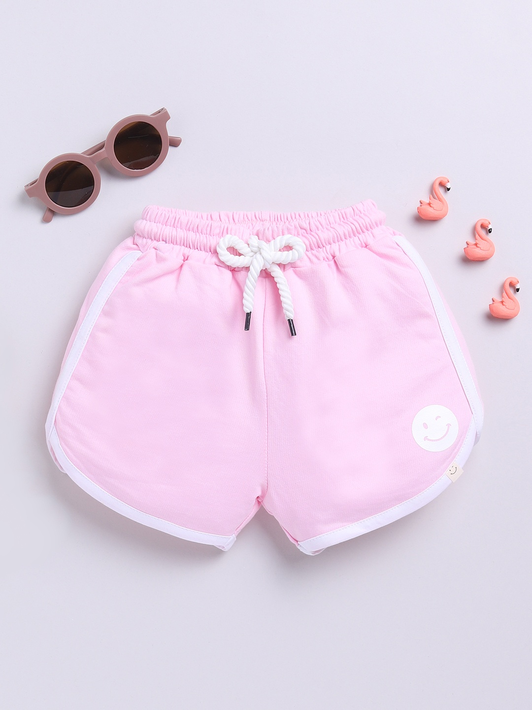 

Happy Faces Girls Pure Cotton Shorts, Pink