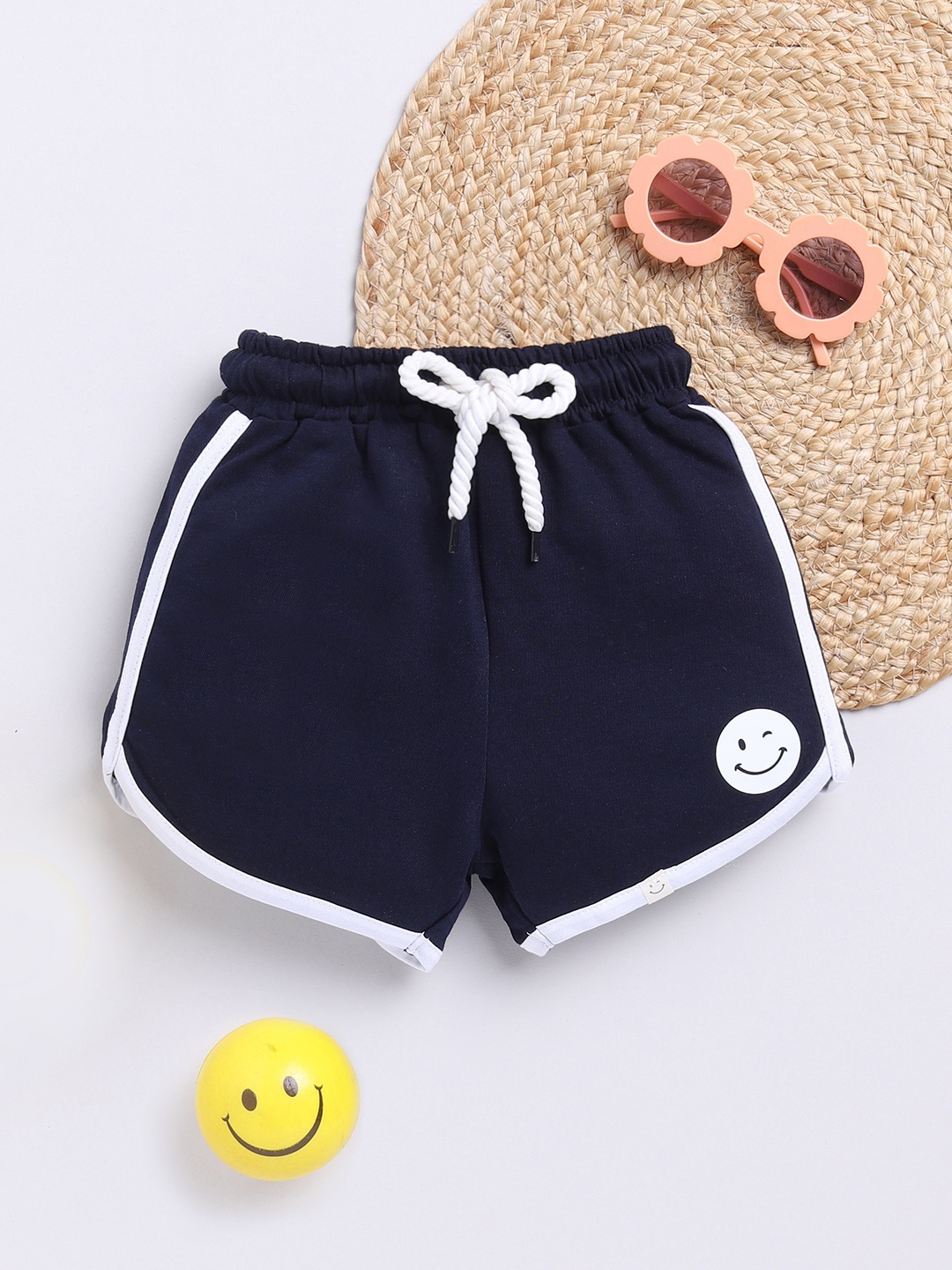 

Happy Faces Girls Pure Cotton Shorts, Navy blue